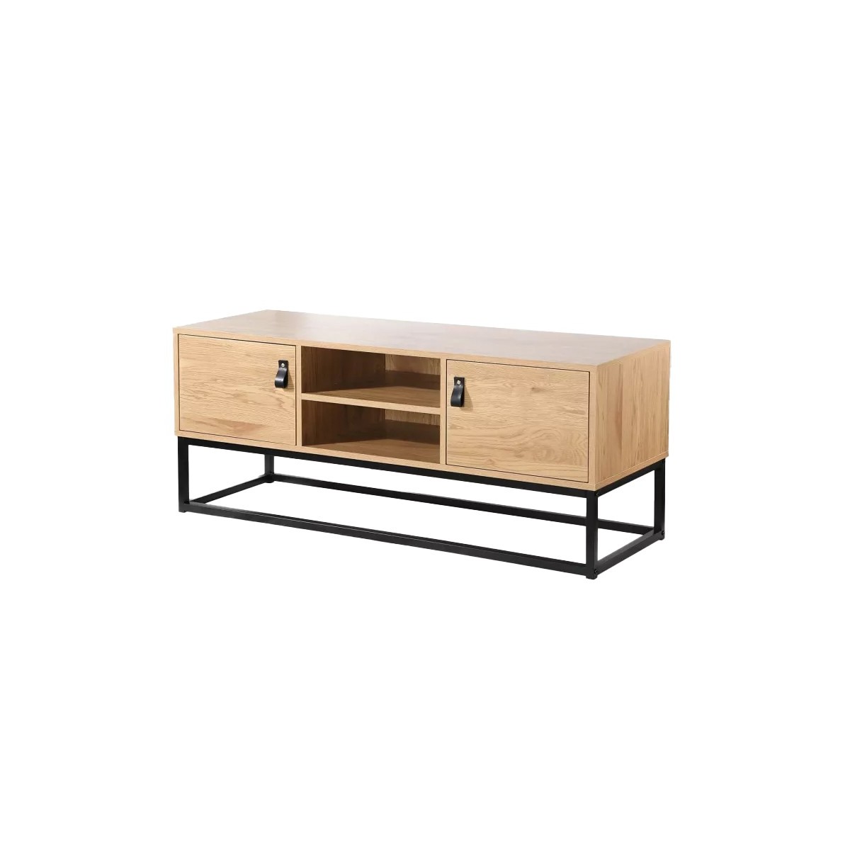 Meuble TV Décor Chêne 2 Portes 2 Niches L120 cm - JILL bois foncé, CALICOSY