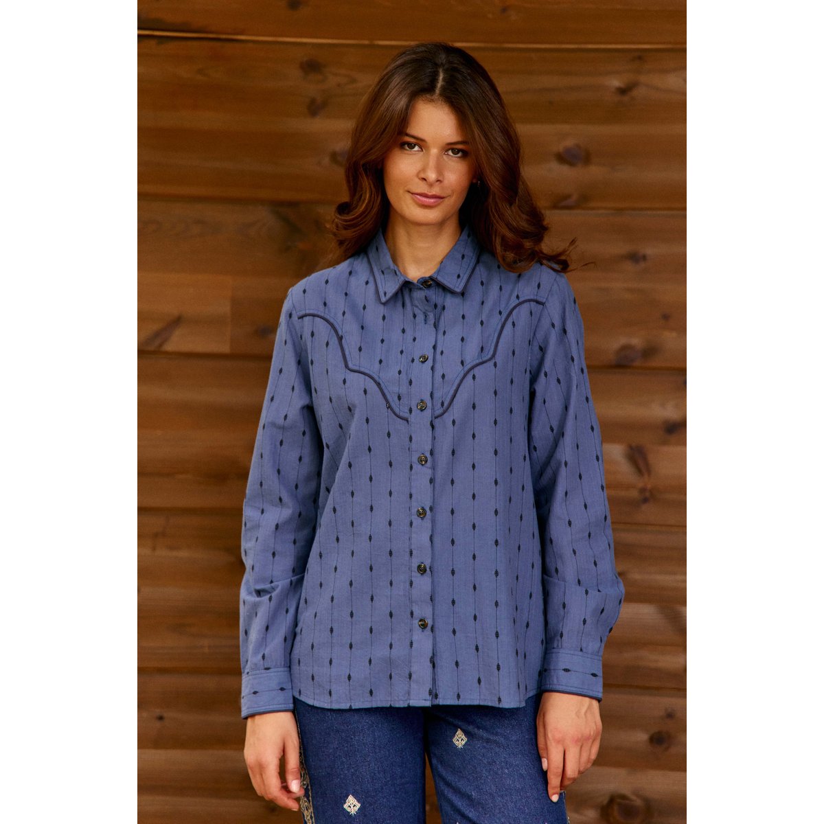 CHEMISE imprimé ethnique CARLIAN 25-marine, LA PETITE ETOILE