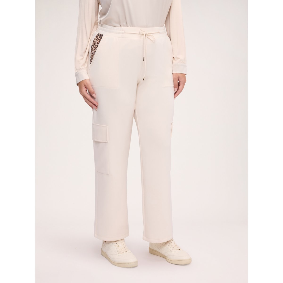 Pantalon cargo à imprimé tacheté beige, FIORELLA RUBINO