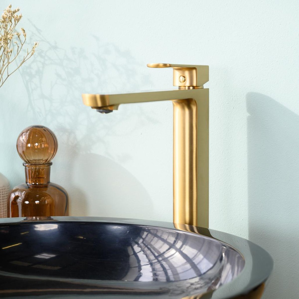 Mitigeur pour vasque salle de bain Louga or brossé doré, WANDA COLLECTION