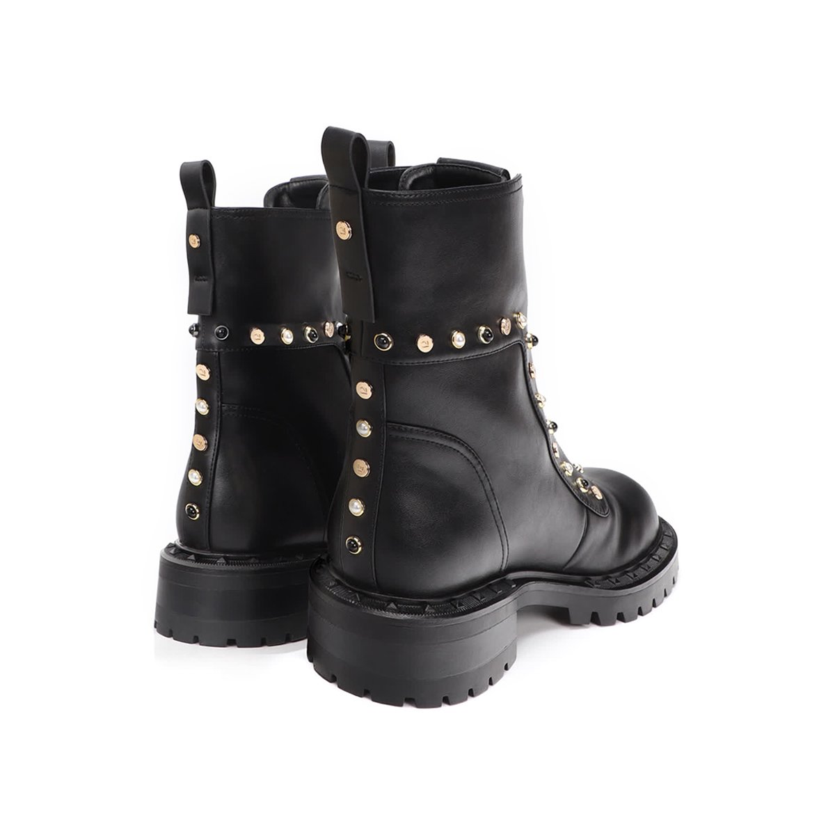 Bottines à fermeture éclair frontale avec clous décoratifs noir, LOLA CASADEMUNT