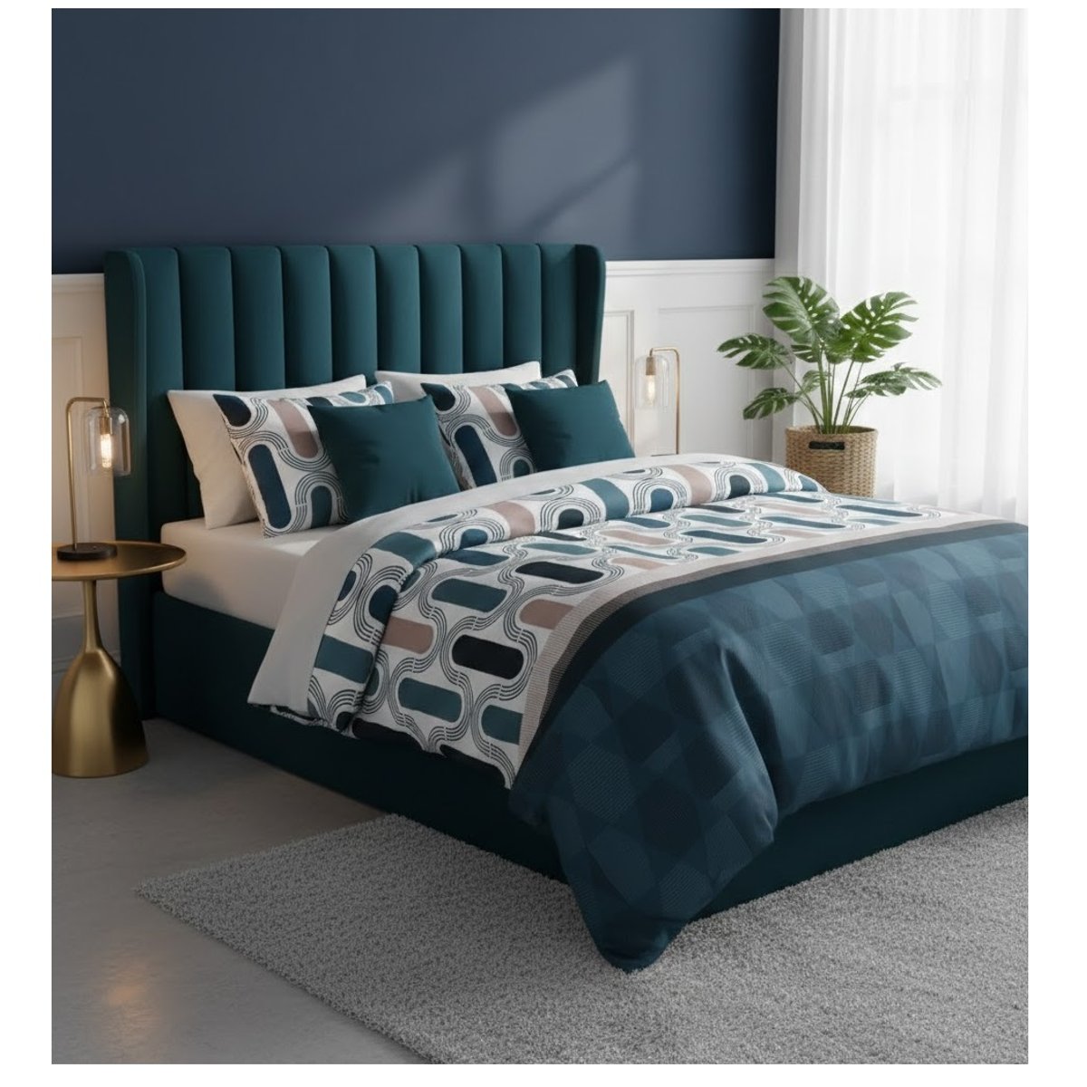 Parure de lit Collection Geomisti bleu, EDEN