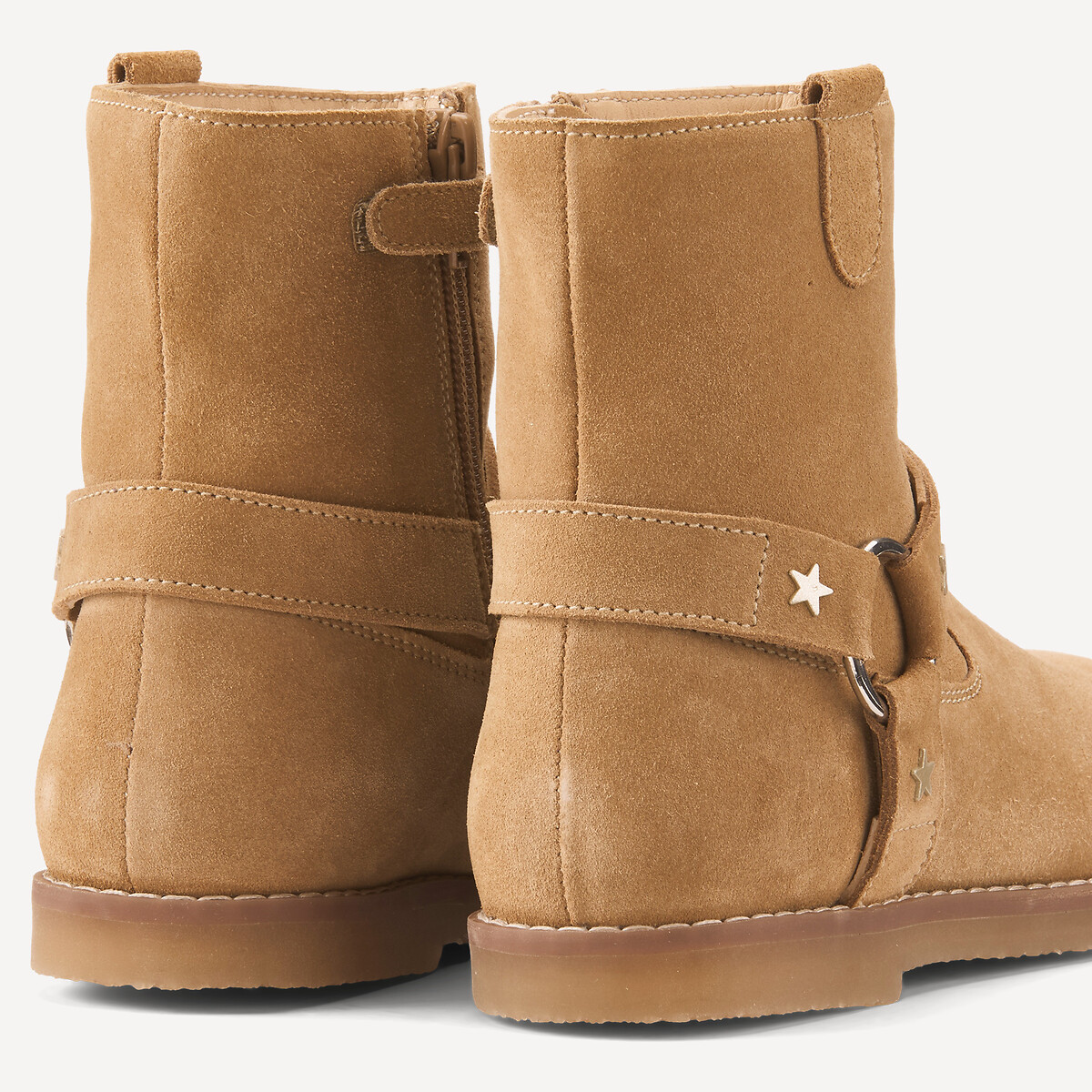 Bottines en cuir à triple bride camel, LA REDOUTE COLLECTIONS