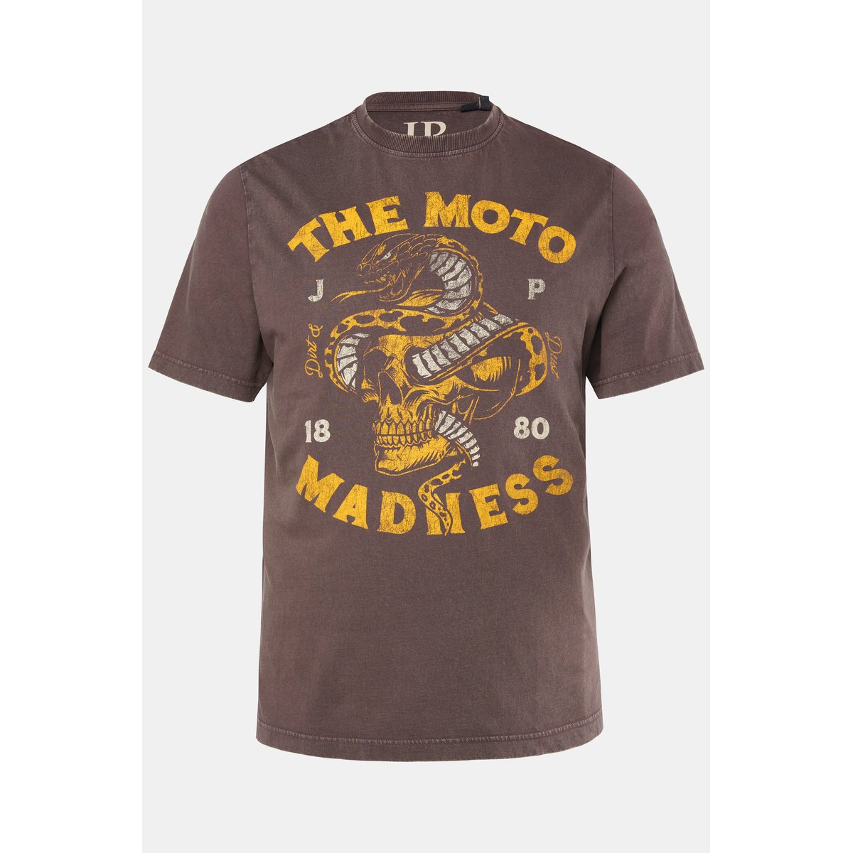 T-shirt, manches courtes et imprimé poitrine marron foncé, JP1880