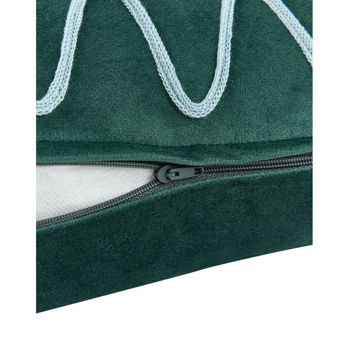 Coussin brodé Rita Eco-velours green, NOBODINOZ