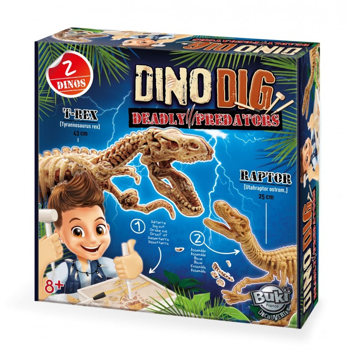 Dino Dig T-Rex et Raptor bleu, BUKI FRANCE