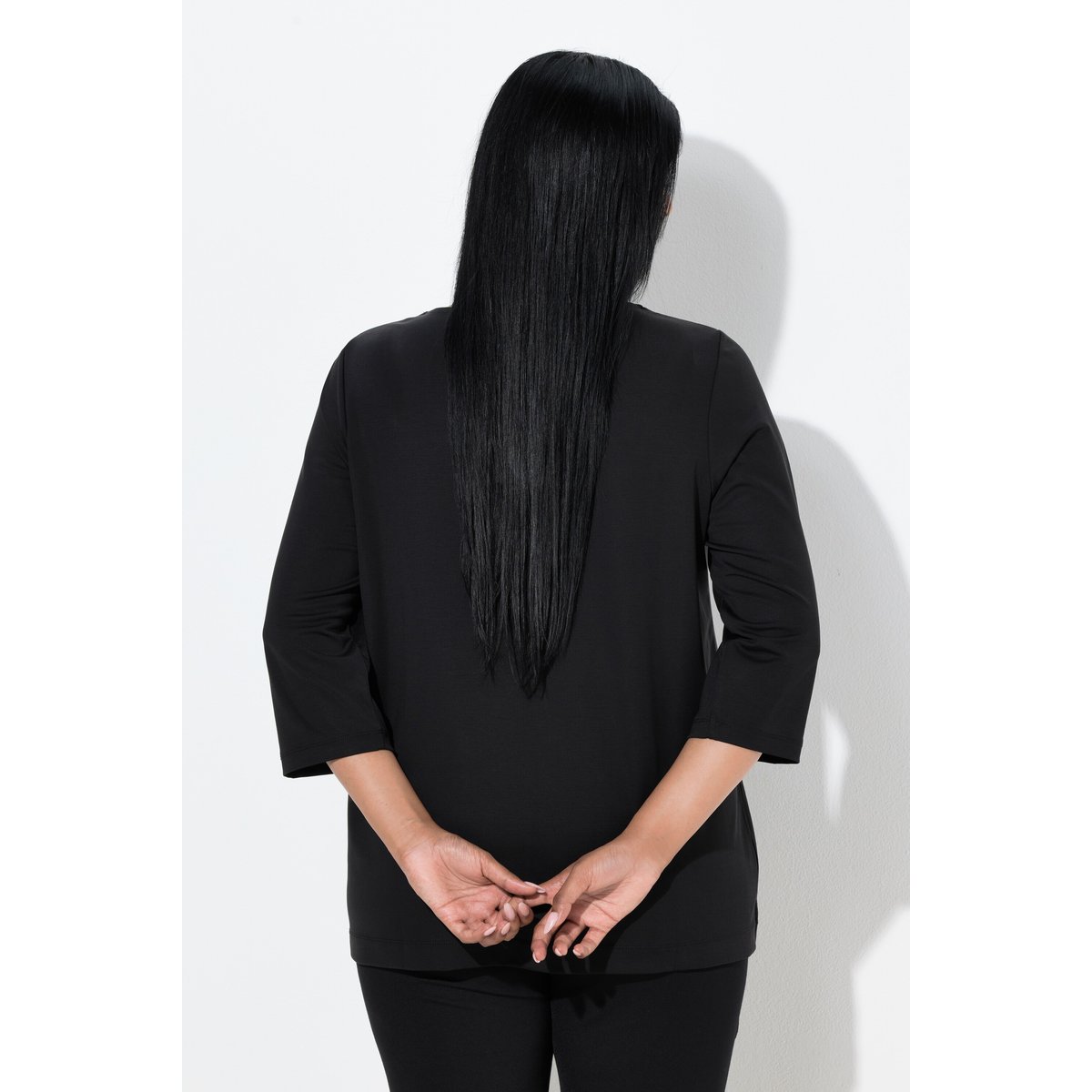 T-shirt avec petits strass noir, ULLA POPKEN