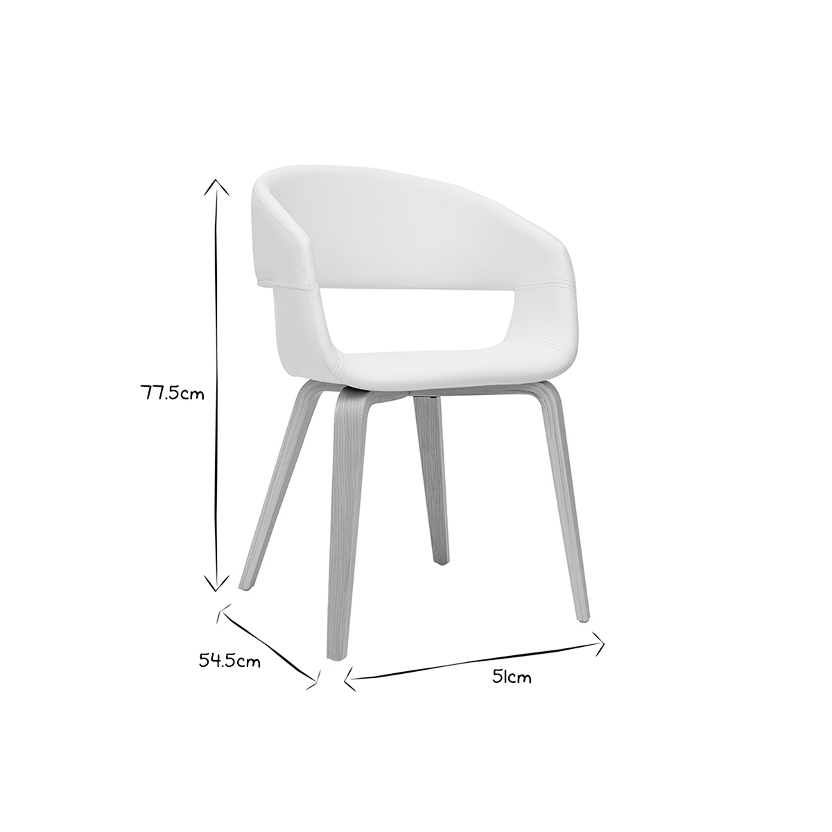 Chaises design pieds bois (lot de 2) SLAM bois clair / blanc, MILIBOO