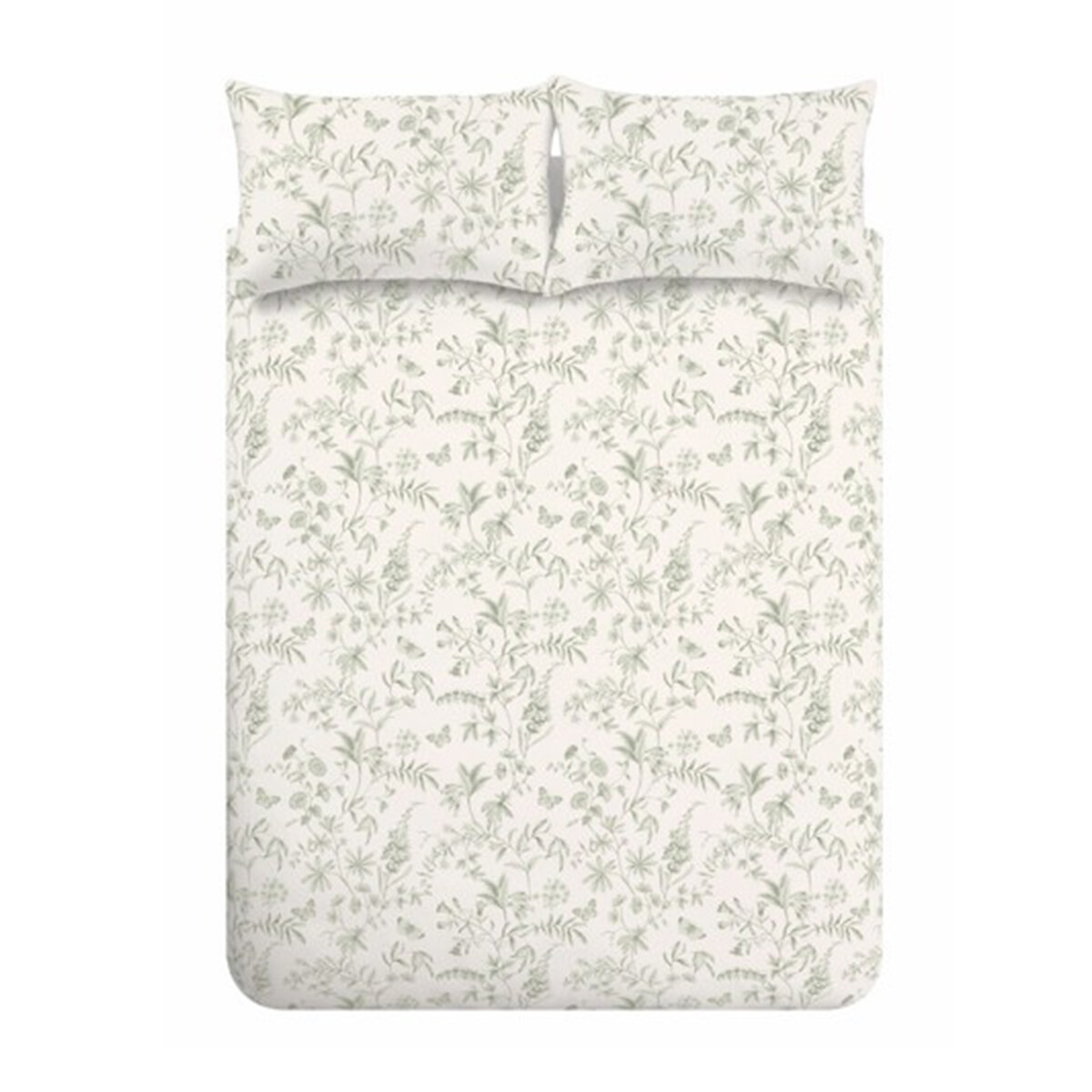 Thea Floral 200 Thread Count Cotton Reversible Duvet Cover and Pillowcase Set green, BIANCA FINE LINENS