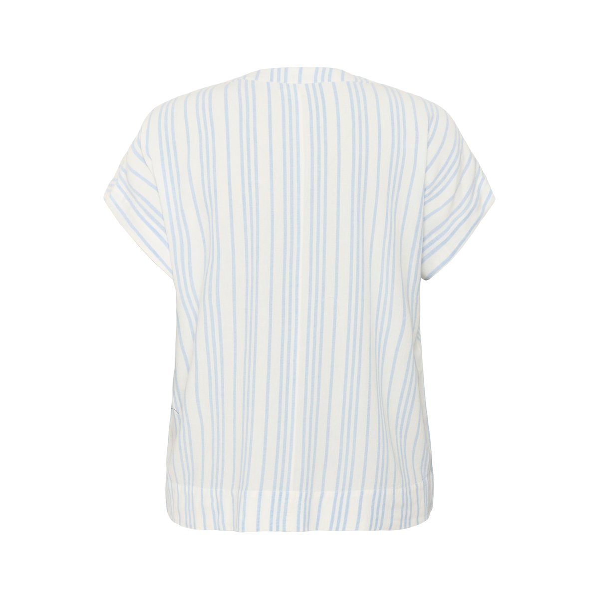 Blouse à manches courtes blanc chalk/bleu soft chambray rayé, KAFFE CURVE