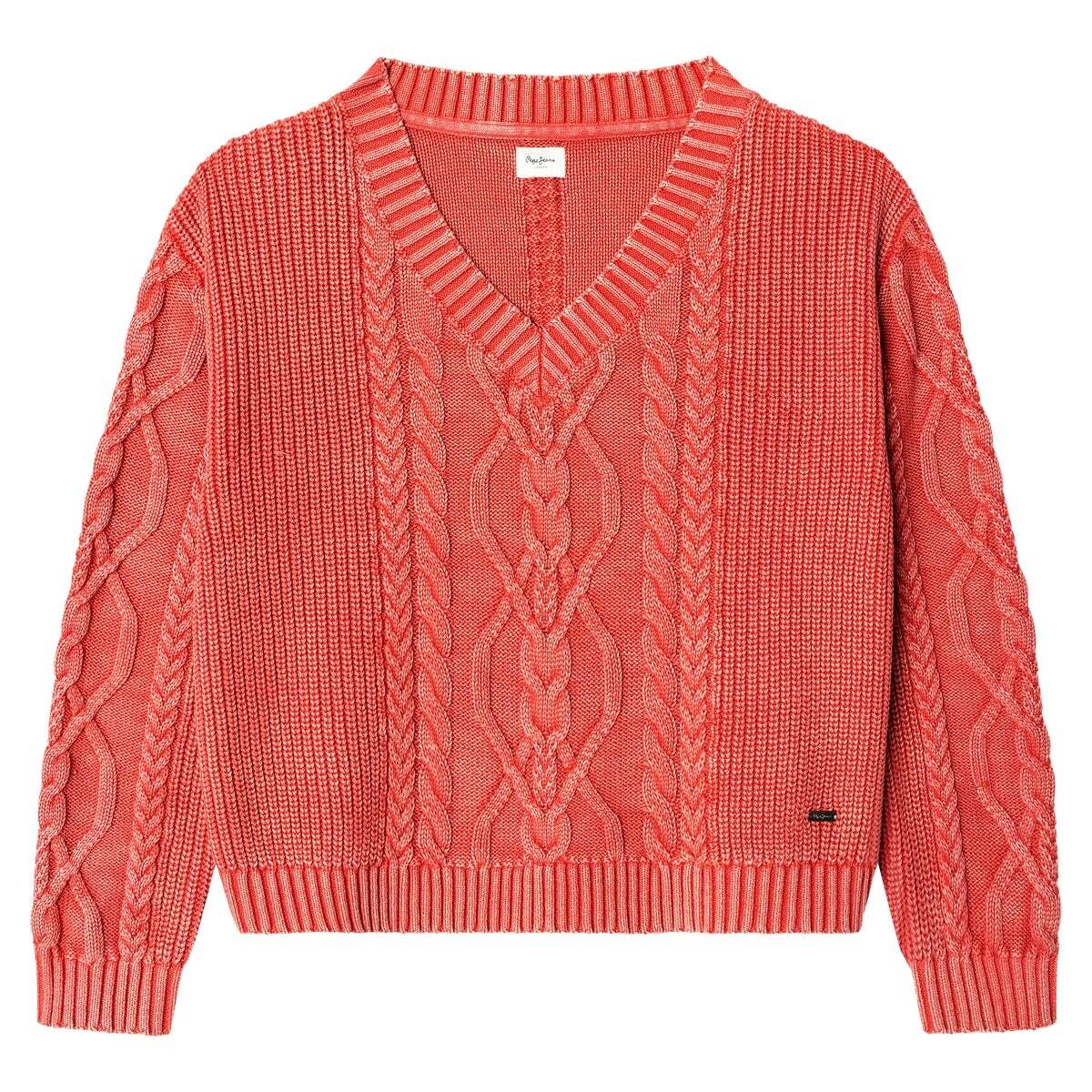 Pull Torsadé Coupe Décontractée rouge rugby, PEPE JEANS