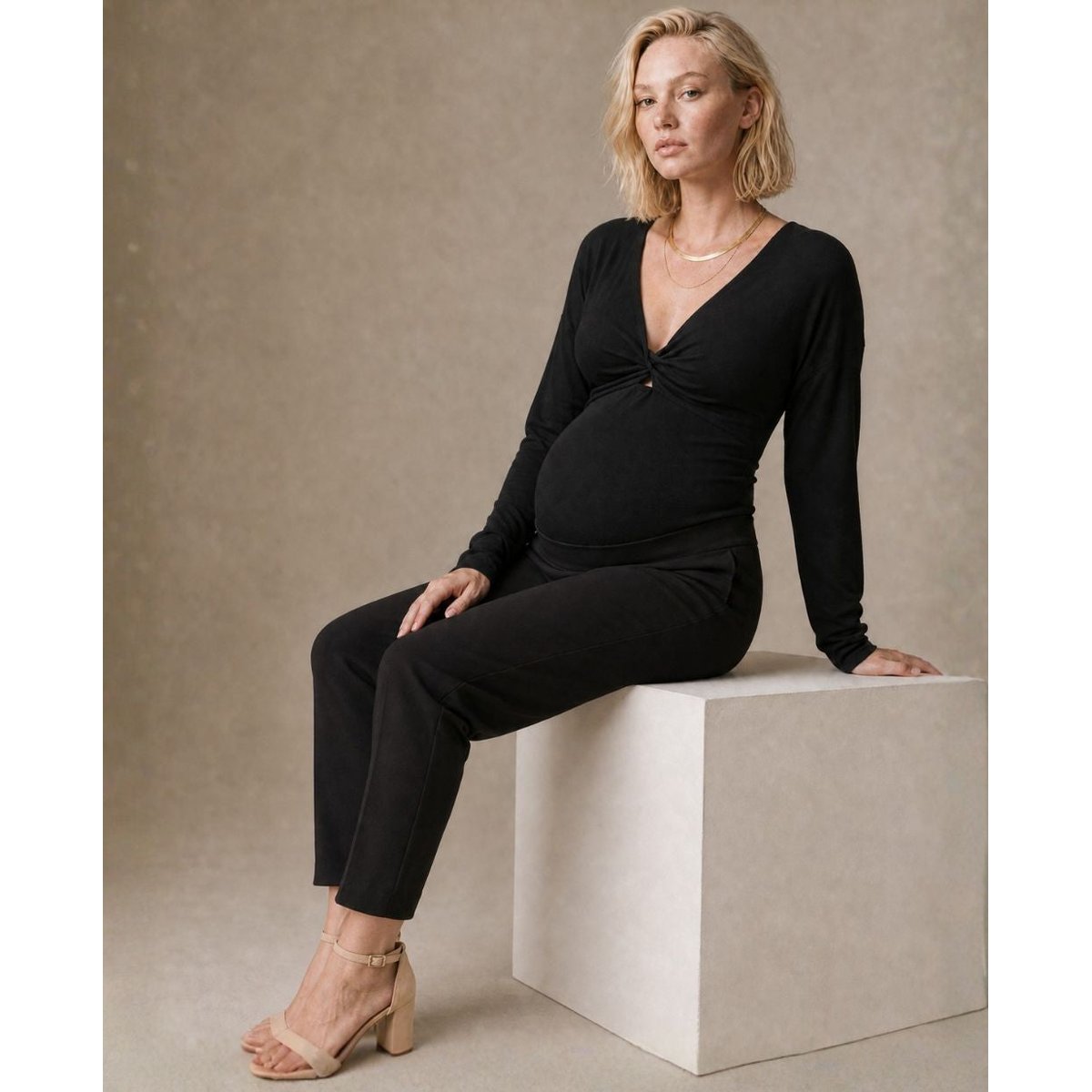 Pantalon carotte de maternité Clark noir, CACHE COEUR
