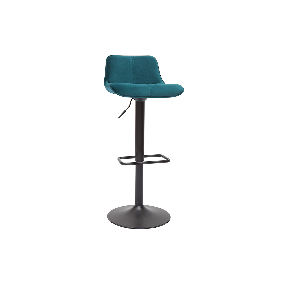 Tabourets de bar réglables pivotants 360° en tissu effet velours texturé terre brûlée et métal noir (lot de 2) BOOST bleu pétrole, MILIBOO