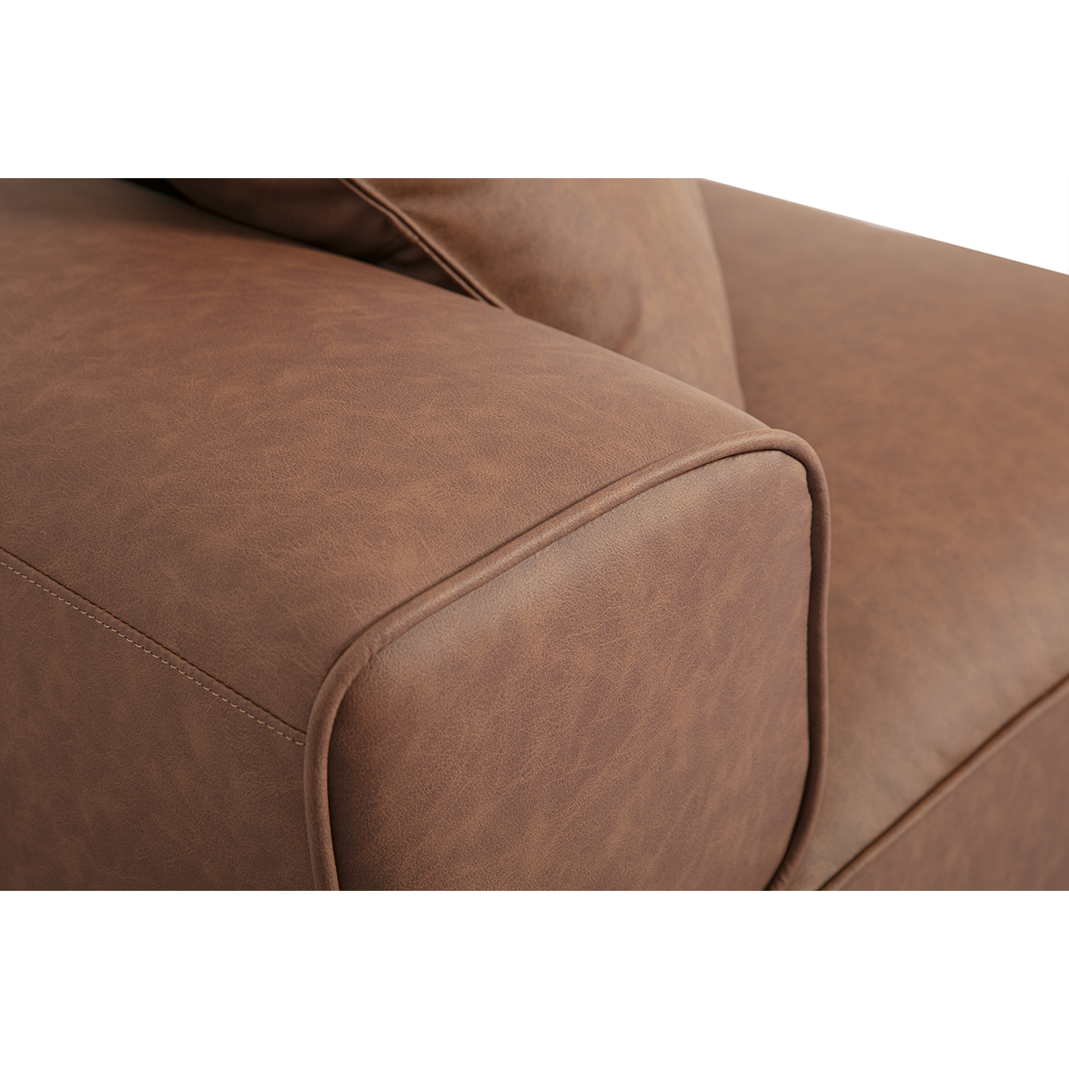 Module d'angle gauche pour canapé en cuir marron FERGUS marron, MILIBOO