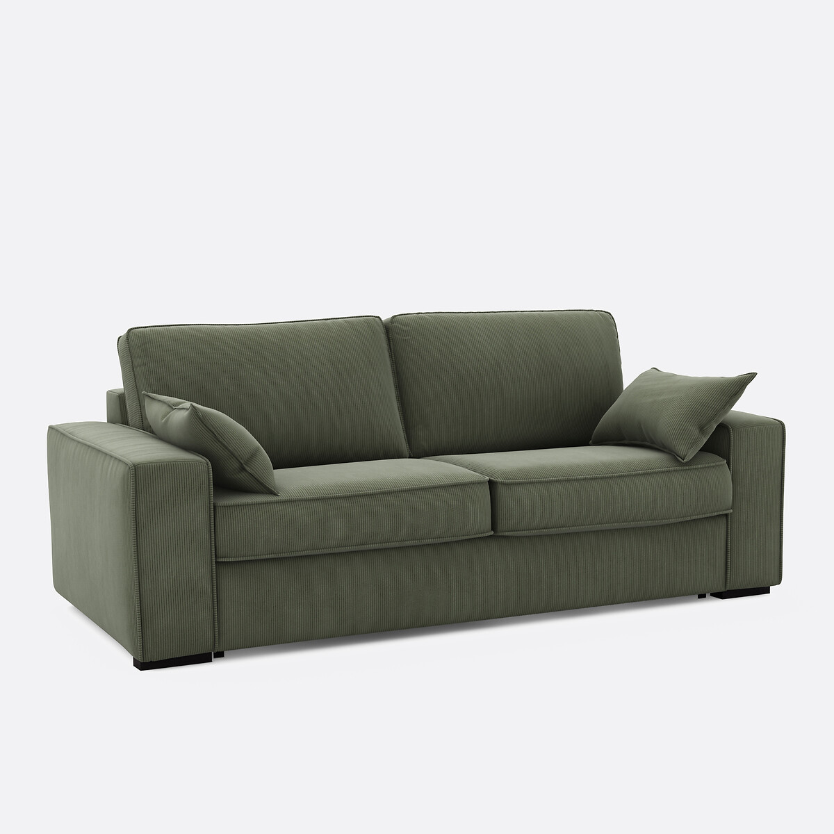 Canapé convertible, Comfort Bultex®, en velours cotelé fines cotes, CECILIA vert, LA REDOUTE INTERIEURS