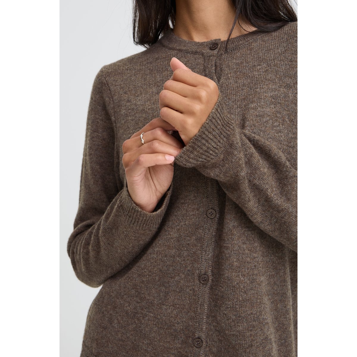 Cardigan manches longues marron java melange, B.YOUNG