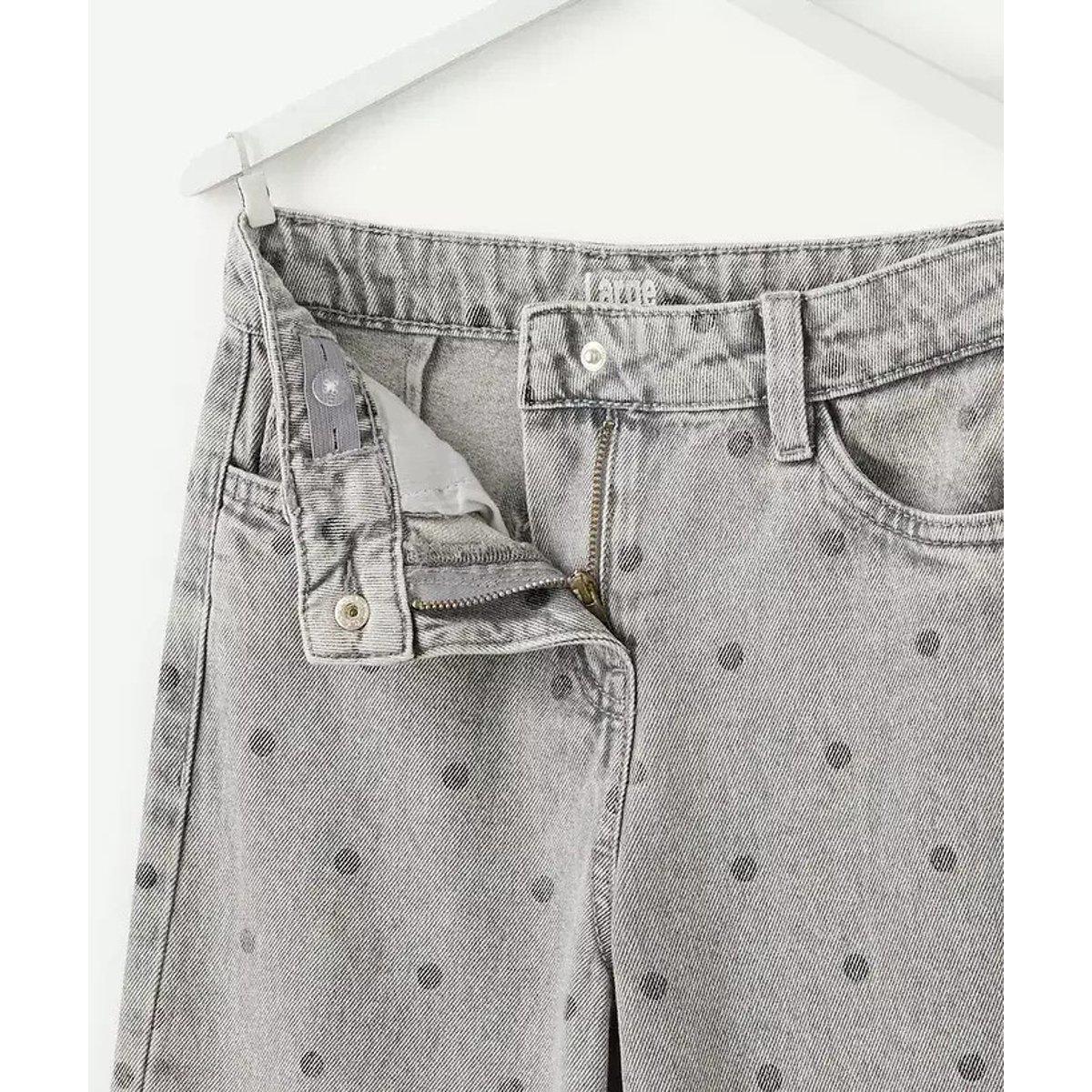 Polka dot print wide leg trousers denim grey, TAPE A L'OEIL