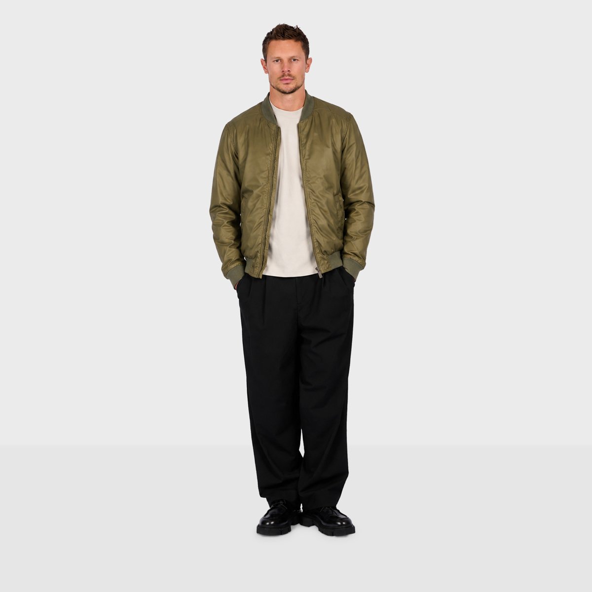 Veste réversible en cuir DYLAN kaki, OAKWOOD