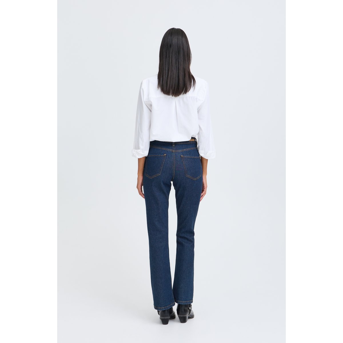Jeans coupe droite, taille haute bleu dark blue denim, B.YOUNG