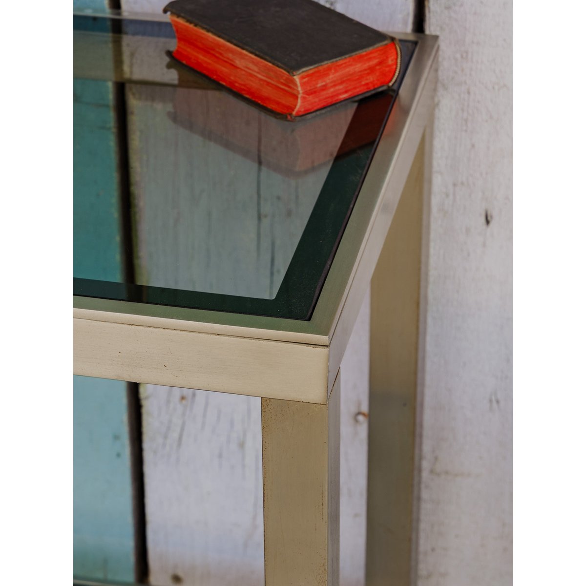 Console argentée en verre Hanna N°1400 - Bon état argenté, DEBONGOUT