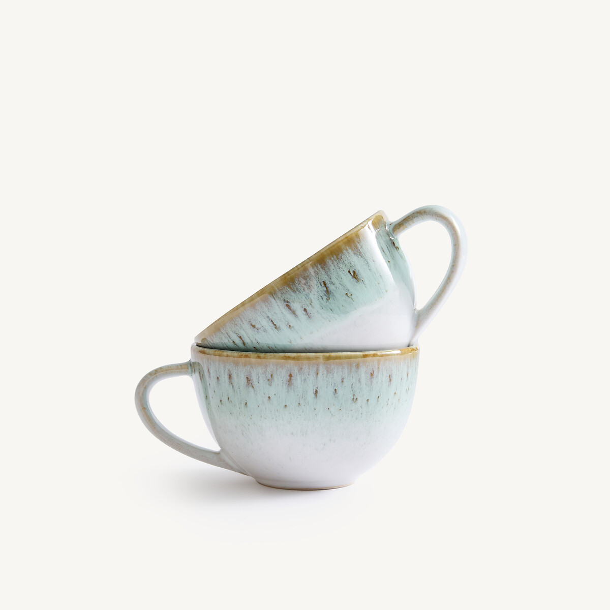 Lot de 2 tasses à thé, en grès émaillé, FARA kaki/bleu, AM.PM