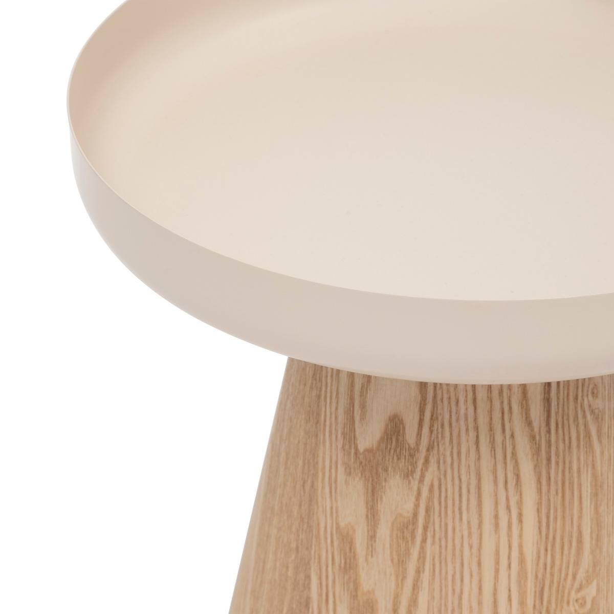Table d’appoint ronde piètement bois frêne HERCYNA beige, ATMOSPHERA