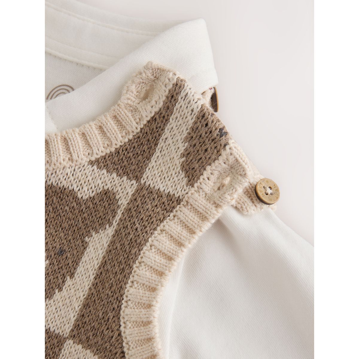Body sans manches en maille et pantalon bébé marron, NEXT
