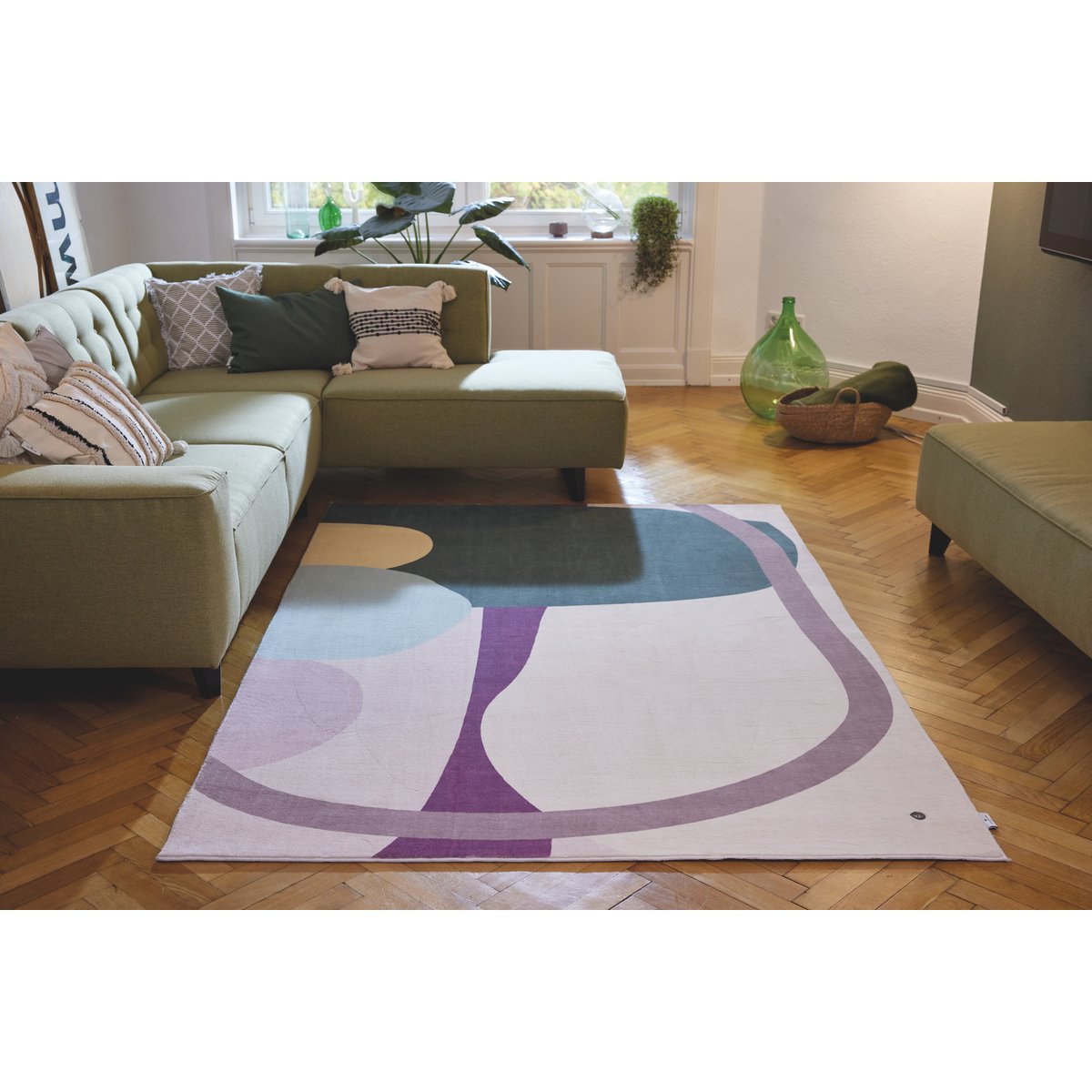 Tapis de salon imprimé - SHAPES vert multicolore, TOM TAILOR