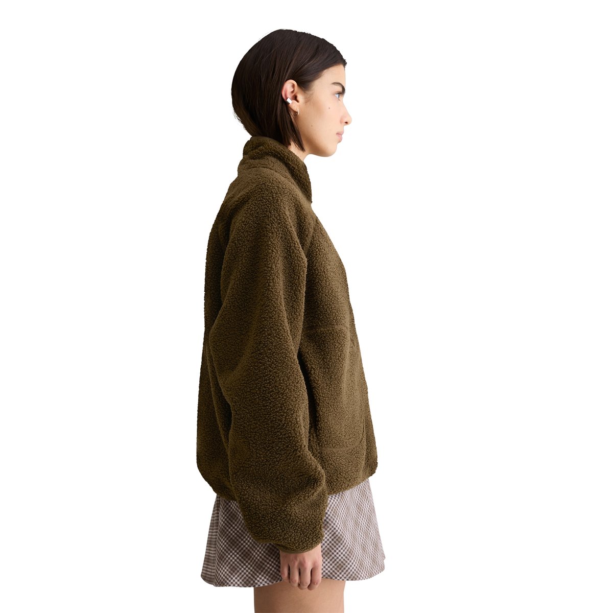 Sweat-shirt en peluche relaxed en polyester recyclé brun foncé, MARC O’POLO DENIM