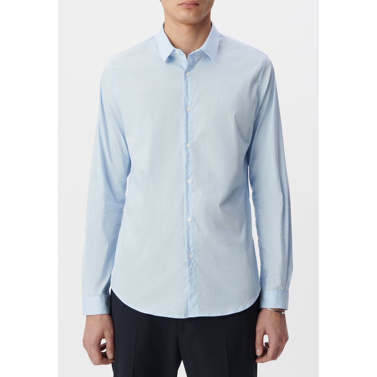Chemise slim à fines rayures bleu ciel, IKKS