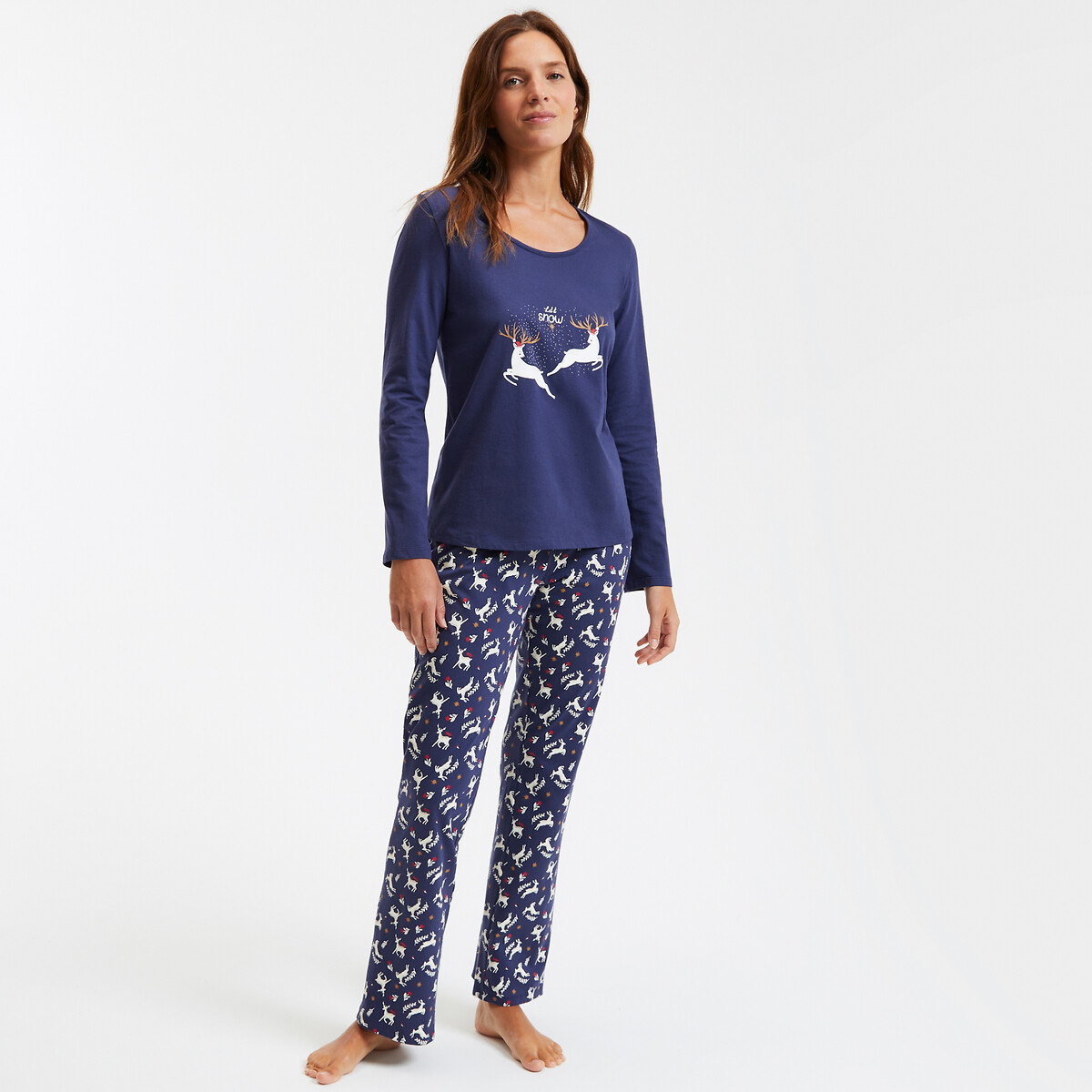 Pyjama coton imprimé fond marine, SO'HOME