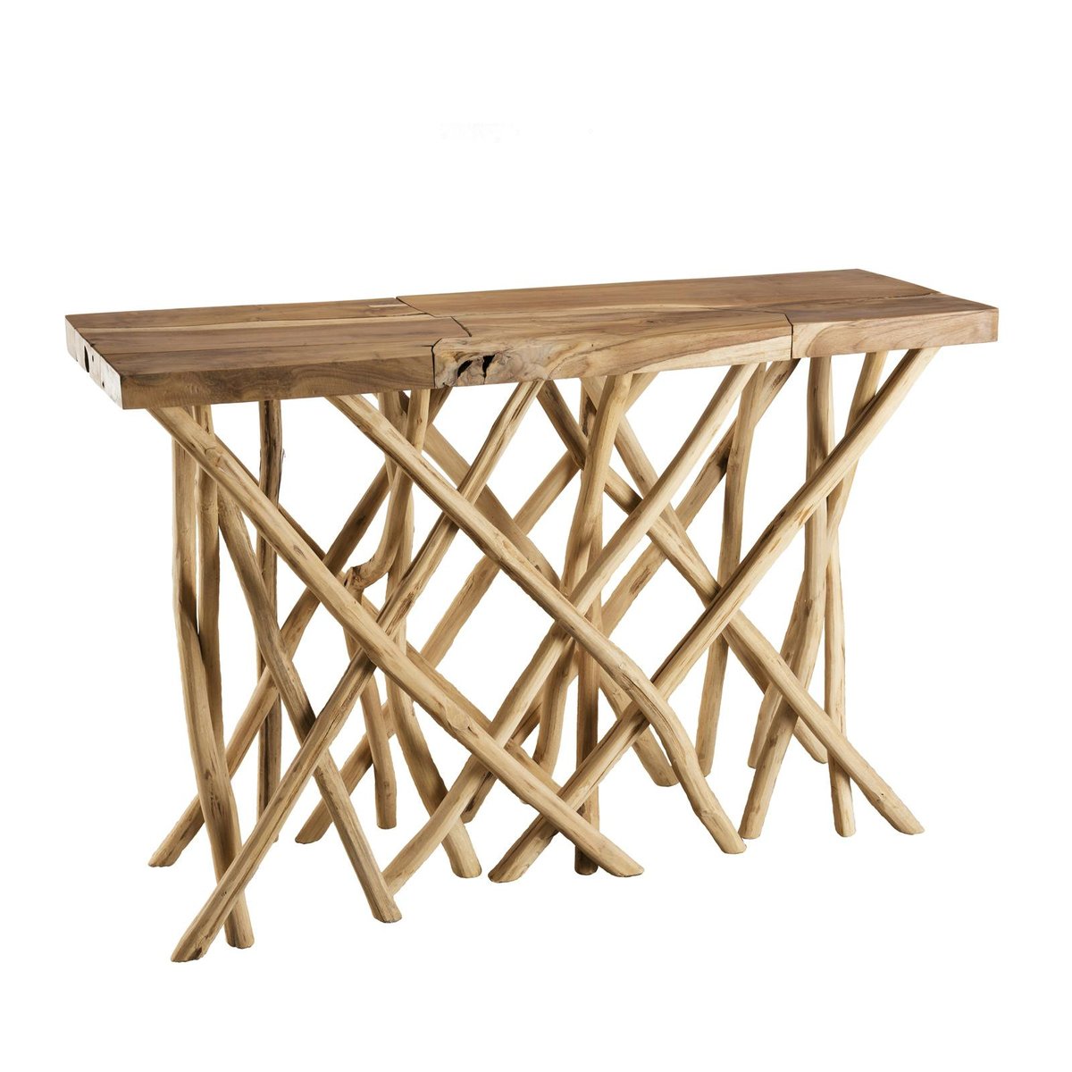 Console en bois de teck et bois flotté style exotique 120cm JAIPUR bois naturel, PIER IMPORT