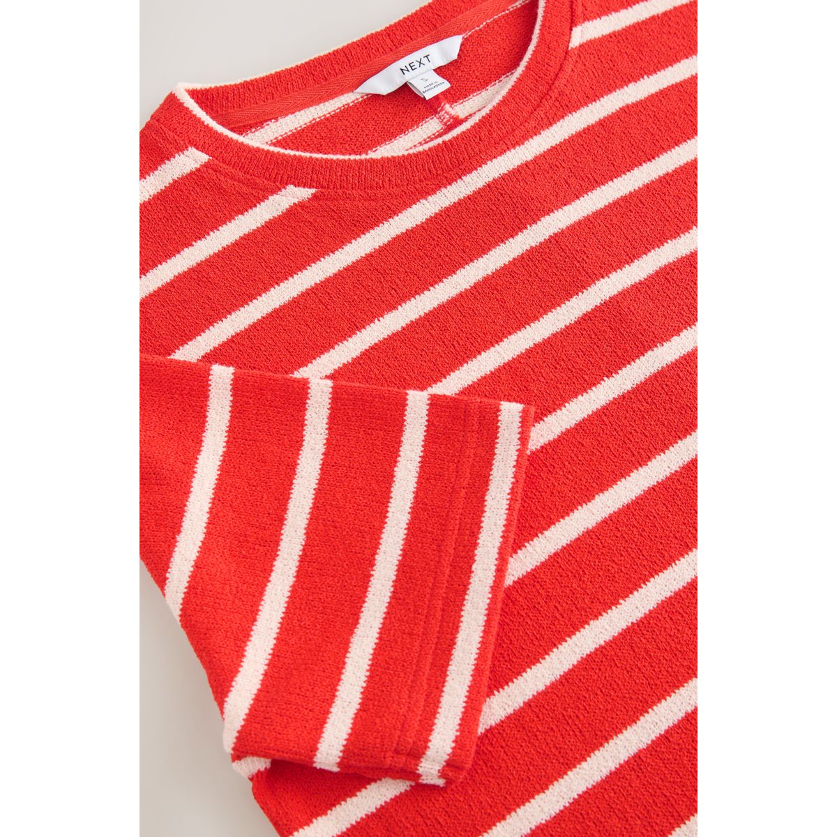 Robe aspect maille à manches courtes rayures rouge et écru, NEXT
