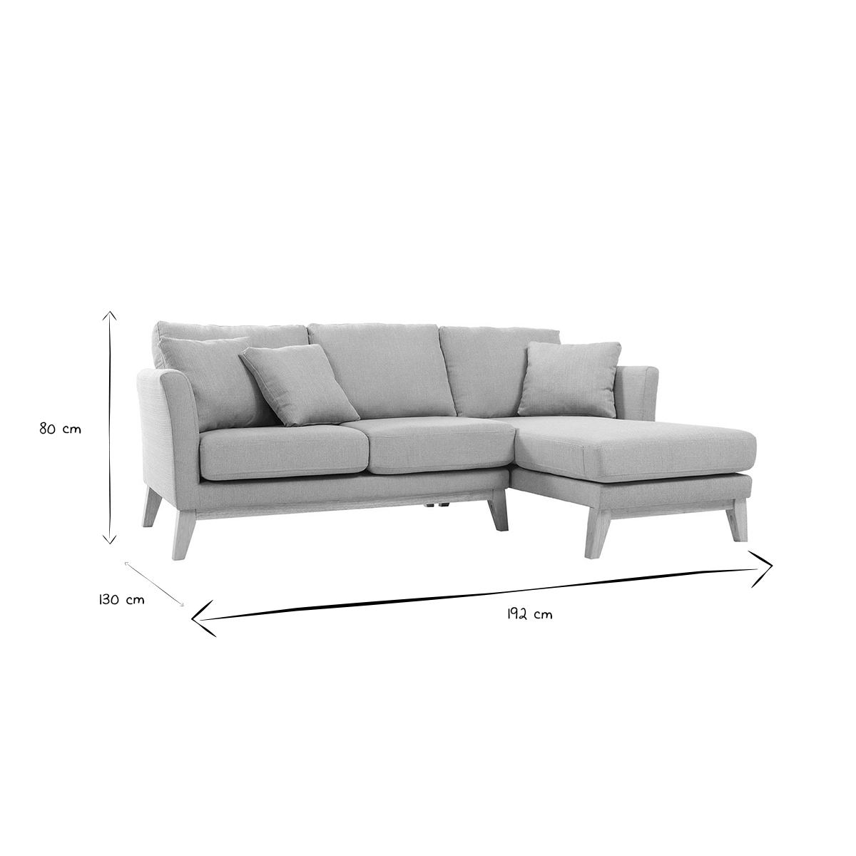 Canapé d'angle droit scandinave déhoussable 4 places en tissu et bois OSLO vert lagon, MILIBOO