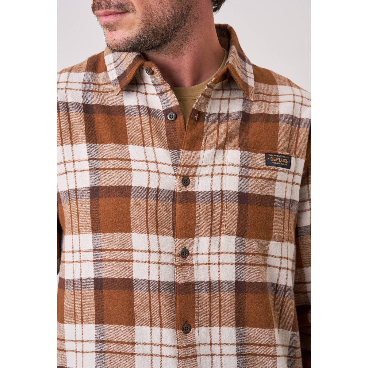 Chemise regular homme à carreaux en 100% coton WARNO wood, DEELUXE