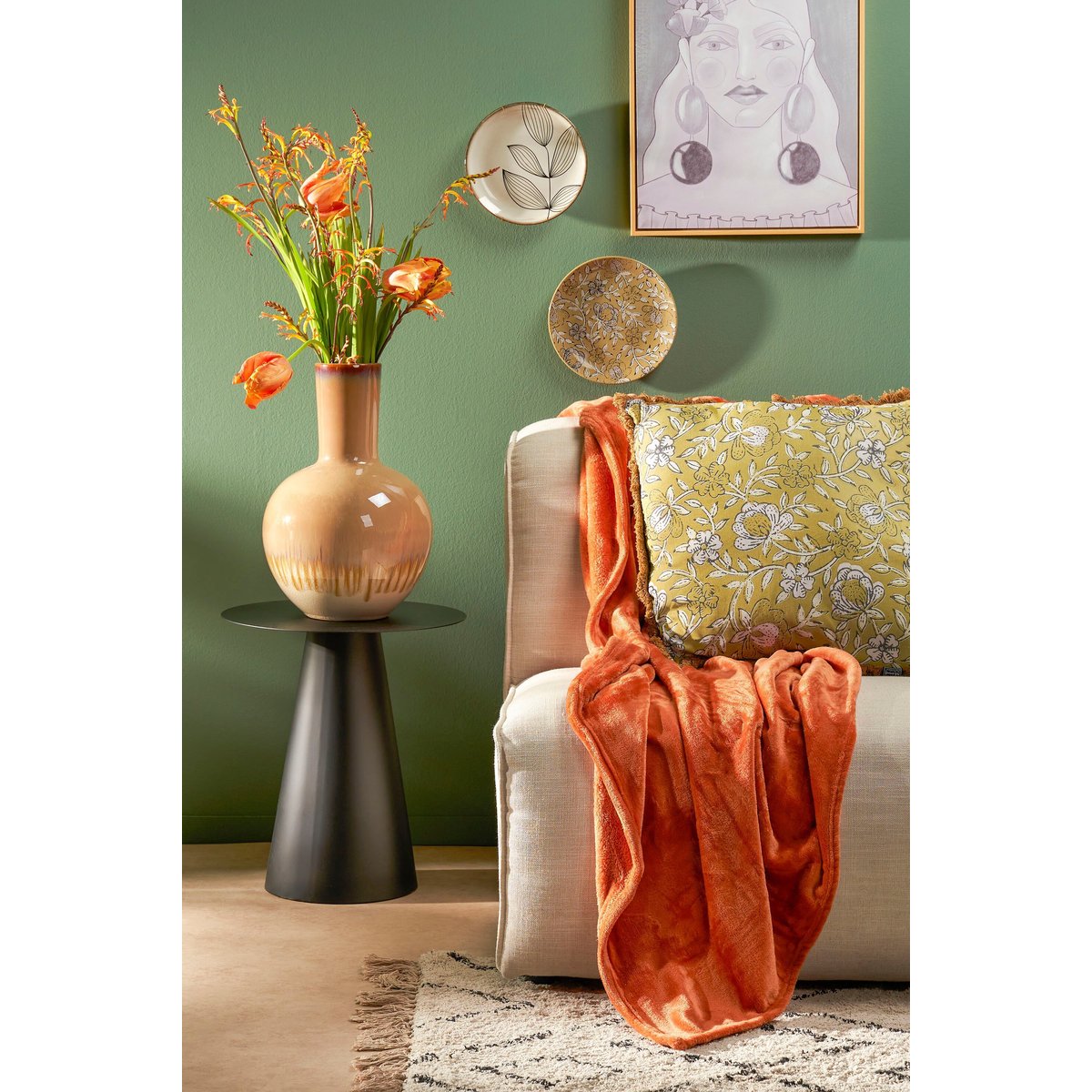 Plaid FAMKE terre cuite, MICA DECORATIONS