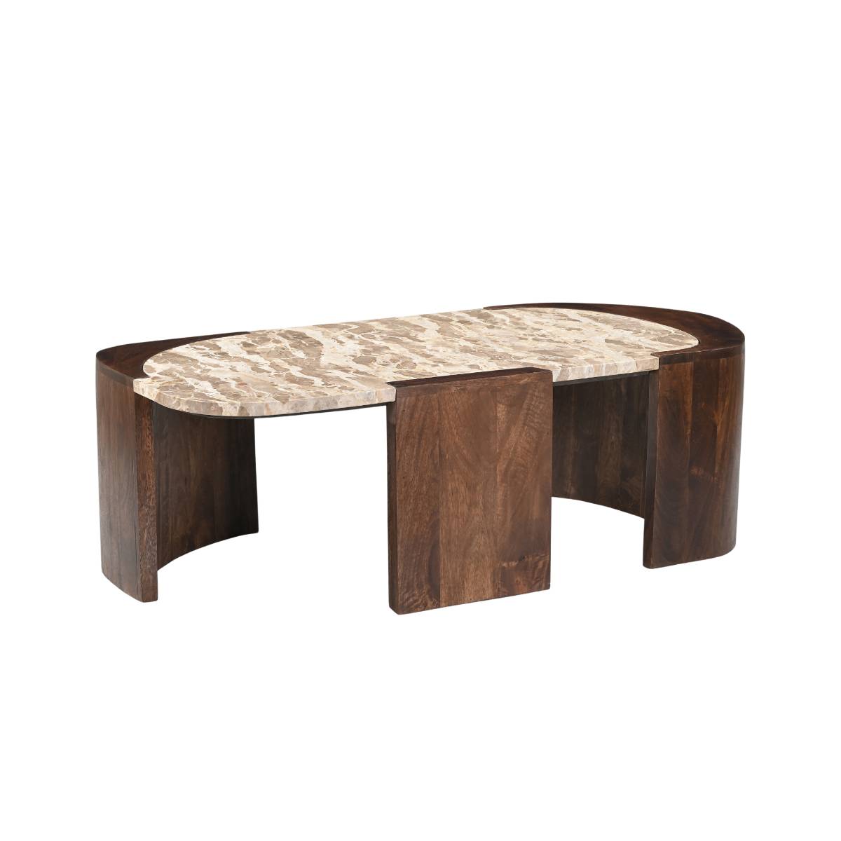 Table basse en bois de manguier AGNÈS bois foncé, MADE IN MEUBLES