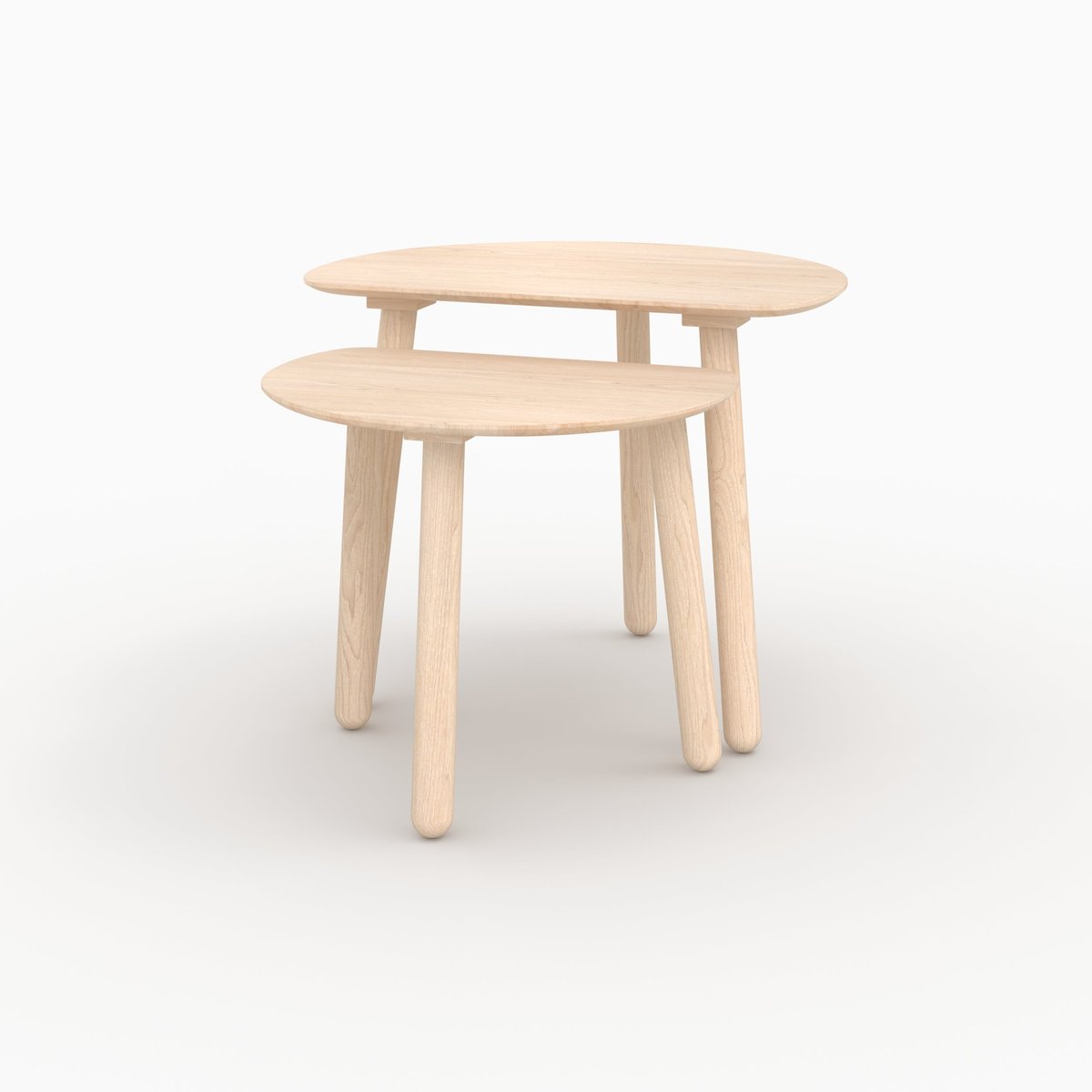 Tables gigognes en bois de frêne - MONTAINE marron clair, MAISON PAVANE