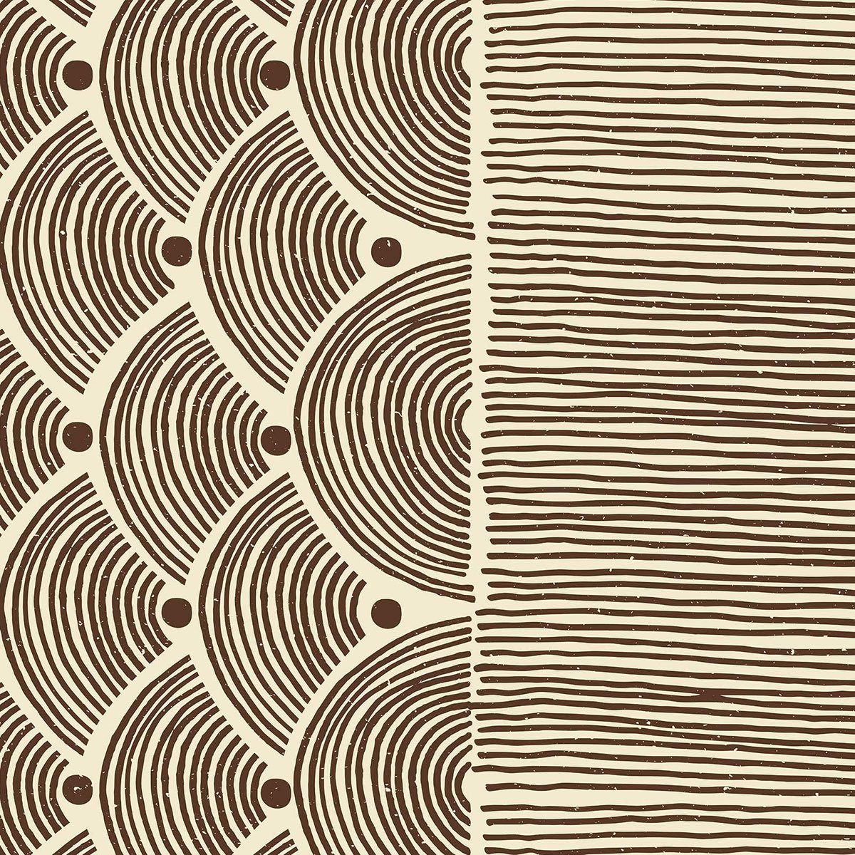 Papier peint, graphisme ethnique beige, HEXOA