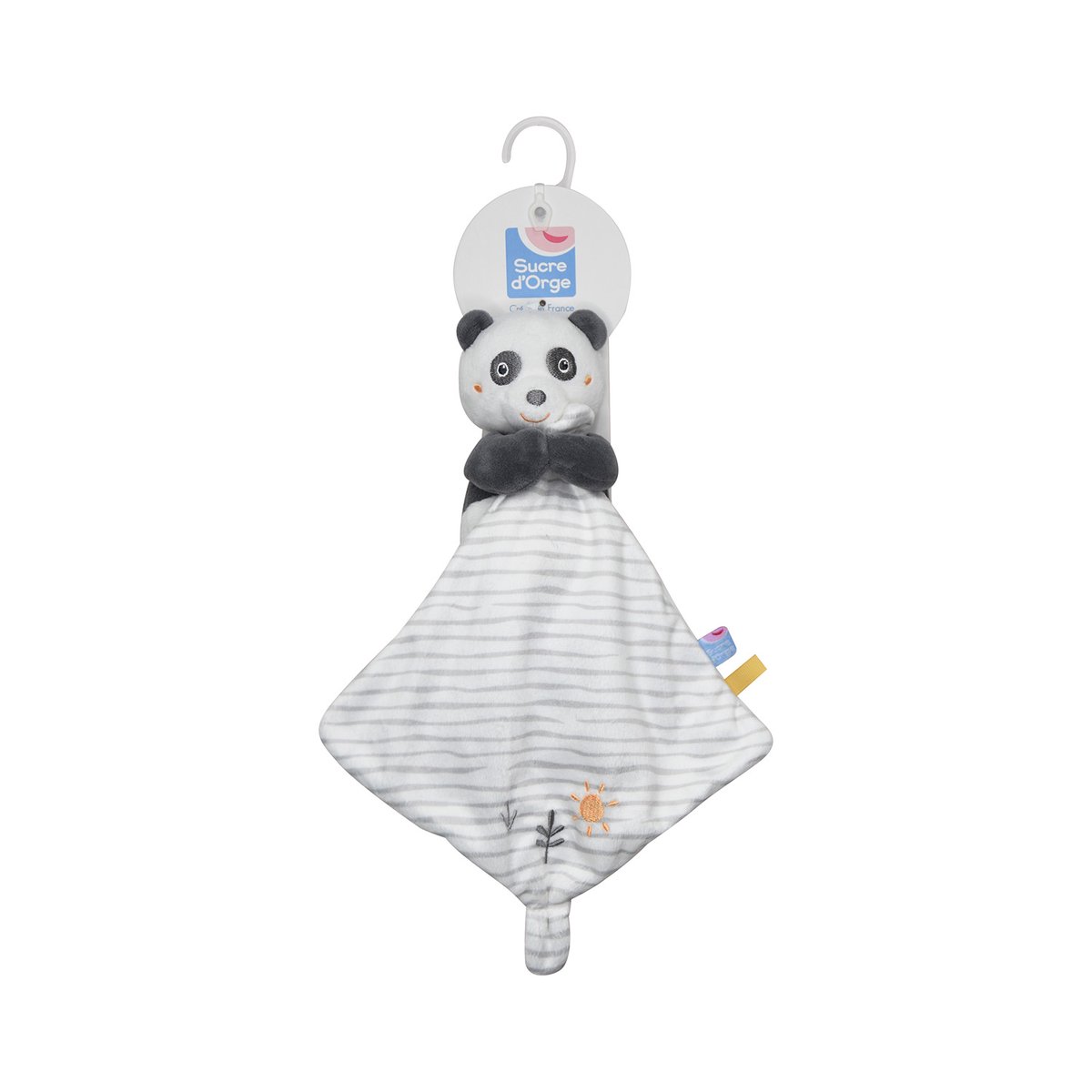 Doudou mouchoir xl panda peio velours doux gris, SUCRE D'ORGE
