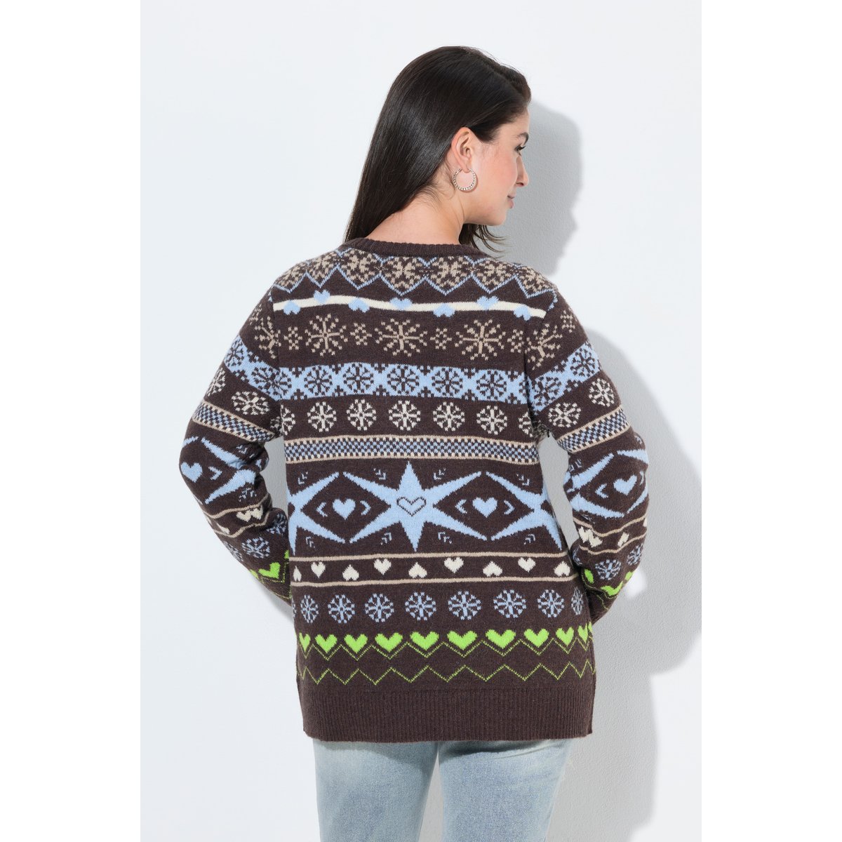 Pull motif norvégien, col montant acajou, ULLA POPKEN