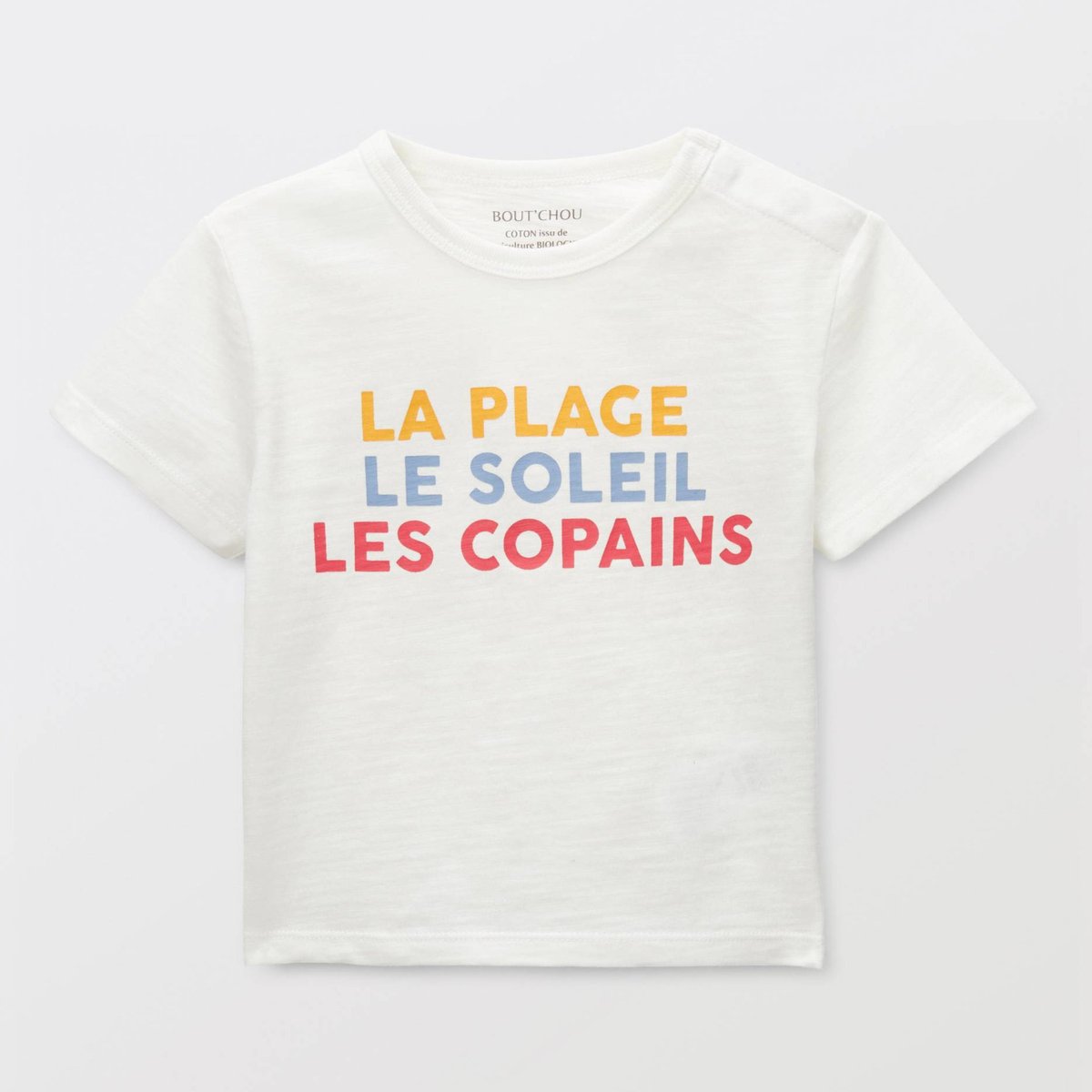 T-shirt manches courtes imprimé en coton BIO GOTS ecru, BOUT'CHOU