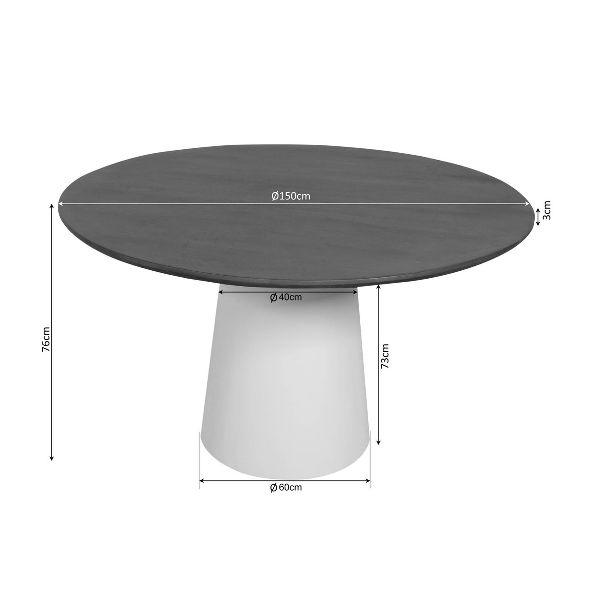 Table à manger ronde en bois D150 cm CORTINA marron / beige, PIER IMPORT
