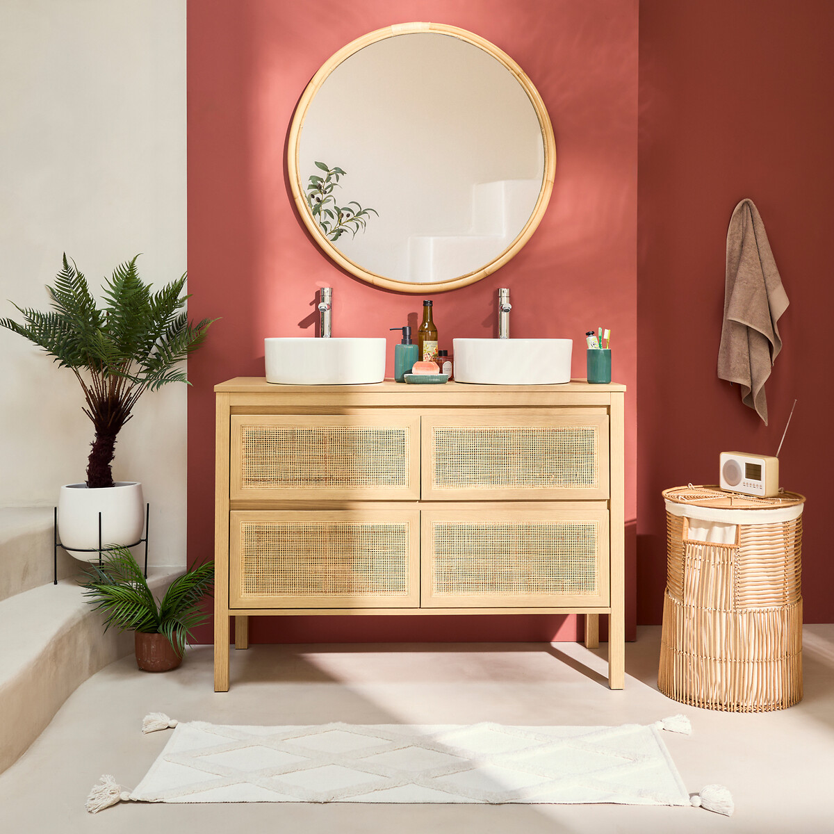 Tappeto da bagno cotone tessuto, 1300 g/m2, Gretna ecru , LA REDOUTE INTERIEURS