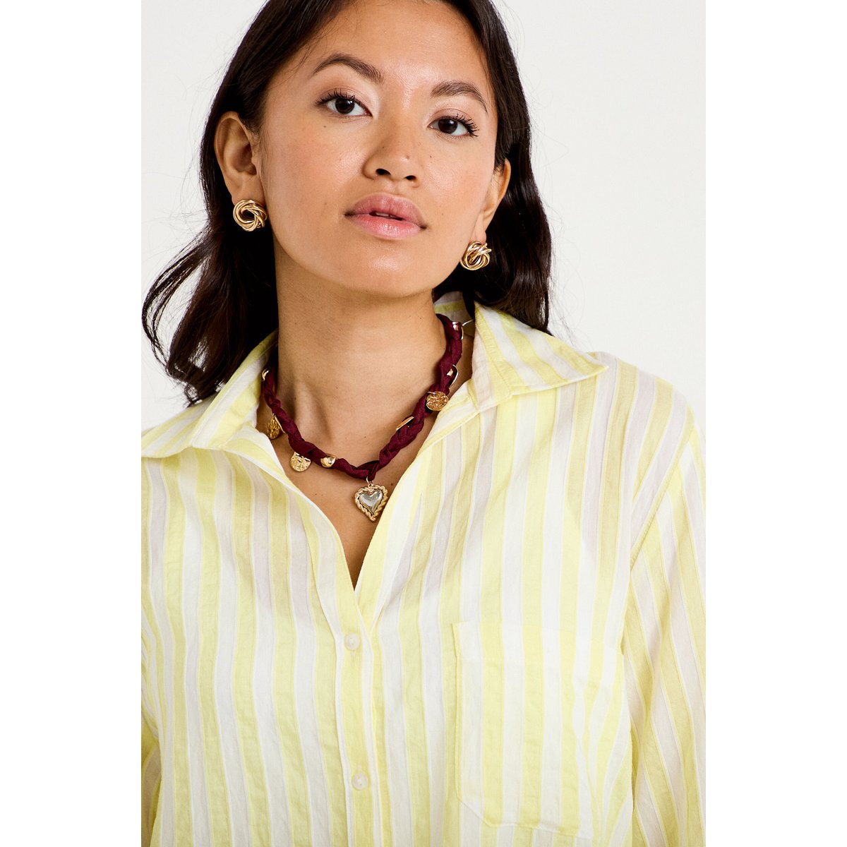 Blouse ample col tunisien manches 3/4 jaune, CACHE CACHE