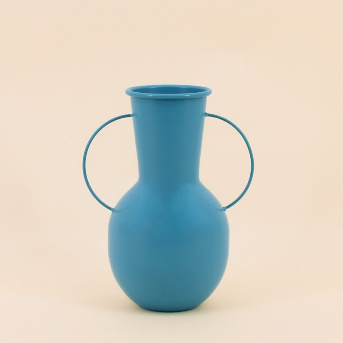 Vase en métal avec anses, H24cm bleu, ORNAMI