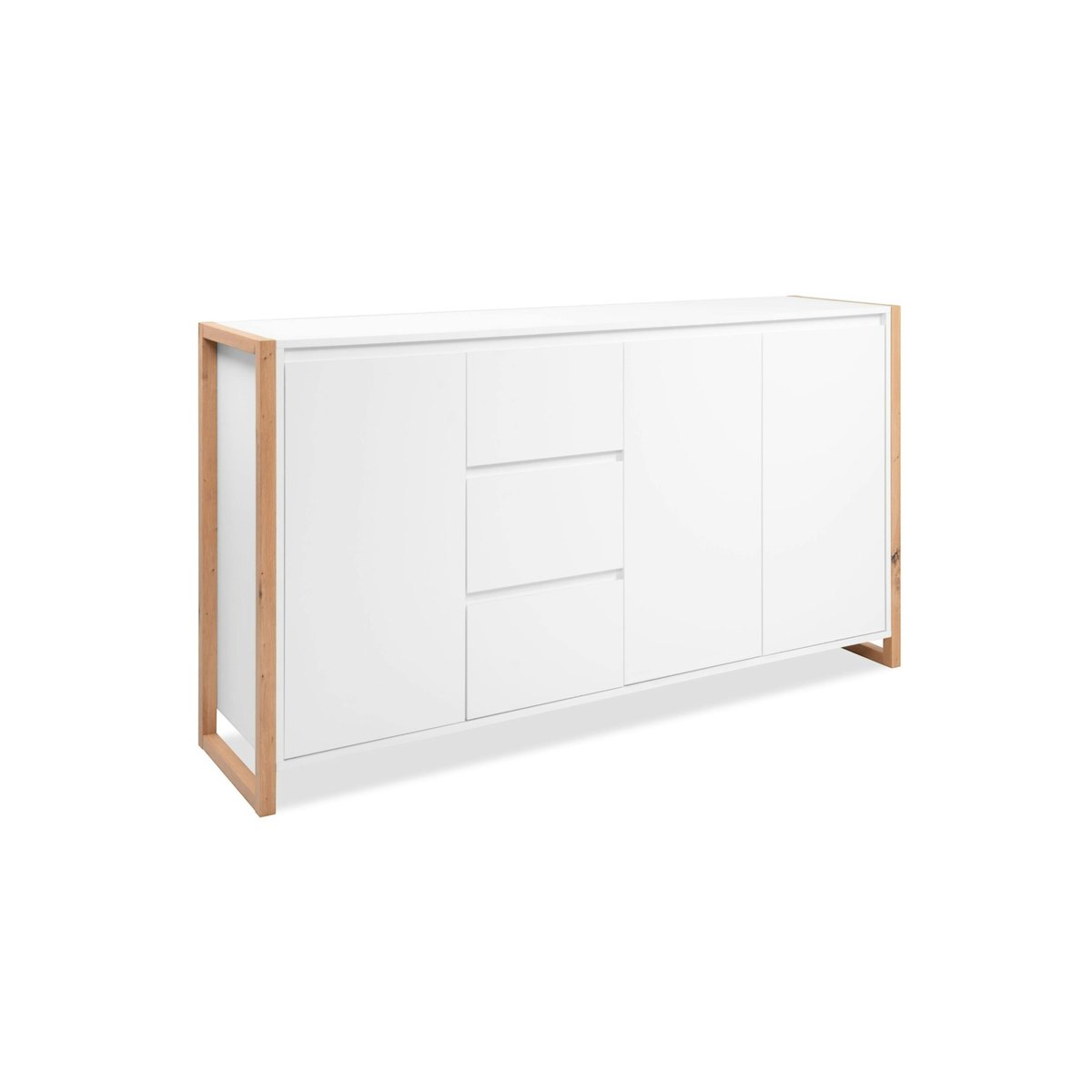 Buffet enfilade 160 cm, 3 portes 3 tiroirs ALVA blanc, PIER IMPORT
