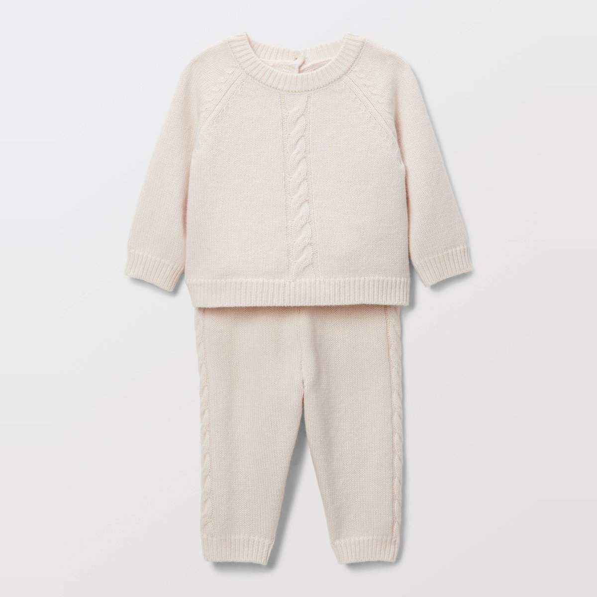 Ensemble pull et pantalon en tricot contenant de la laine naturel, BOUT'CHOU