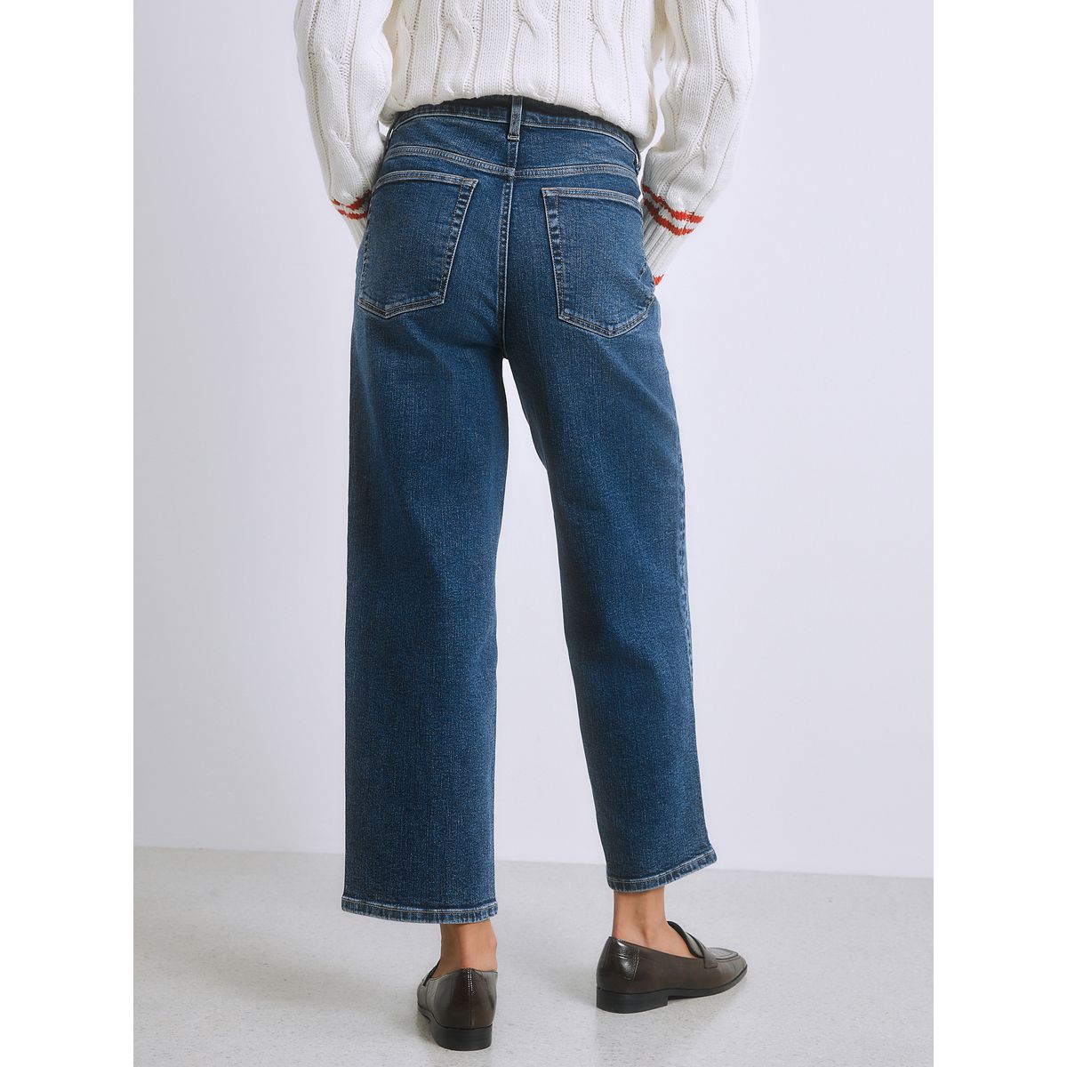 Jean droit longueur cheville taille mi-haute bleu foncé, NEXT