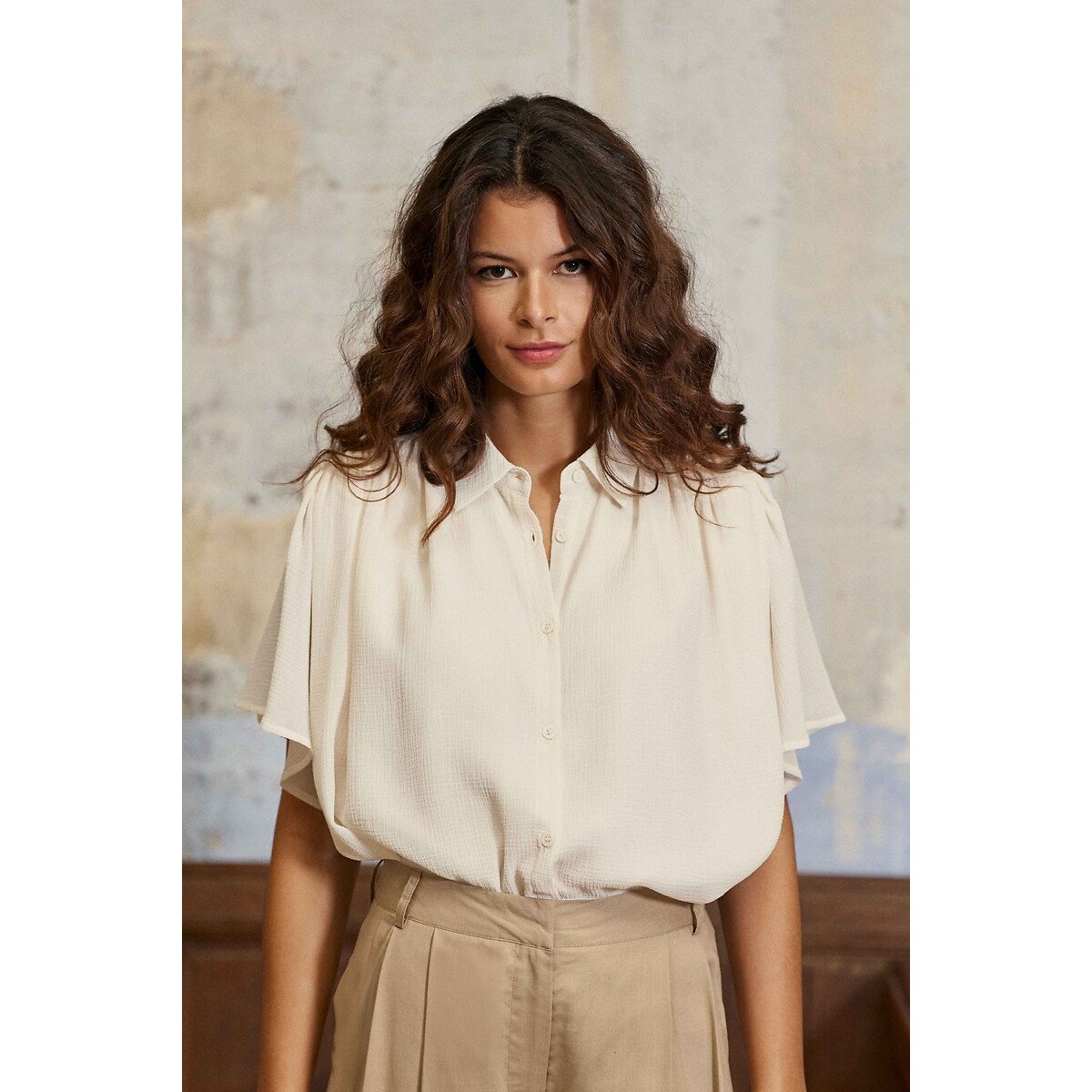 Tobia Oversize Blouse with Short Sleeves ecru , LA PETITE ETOILE